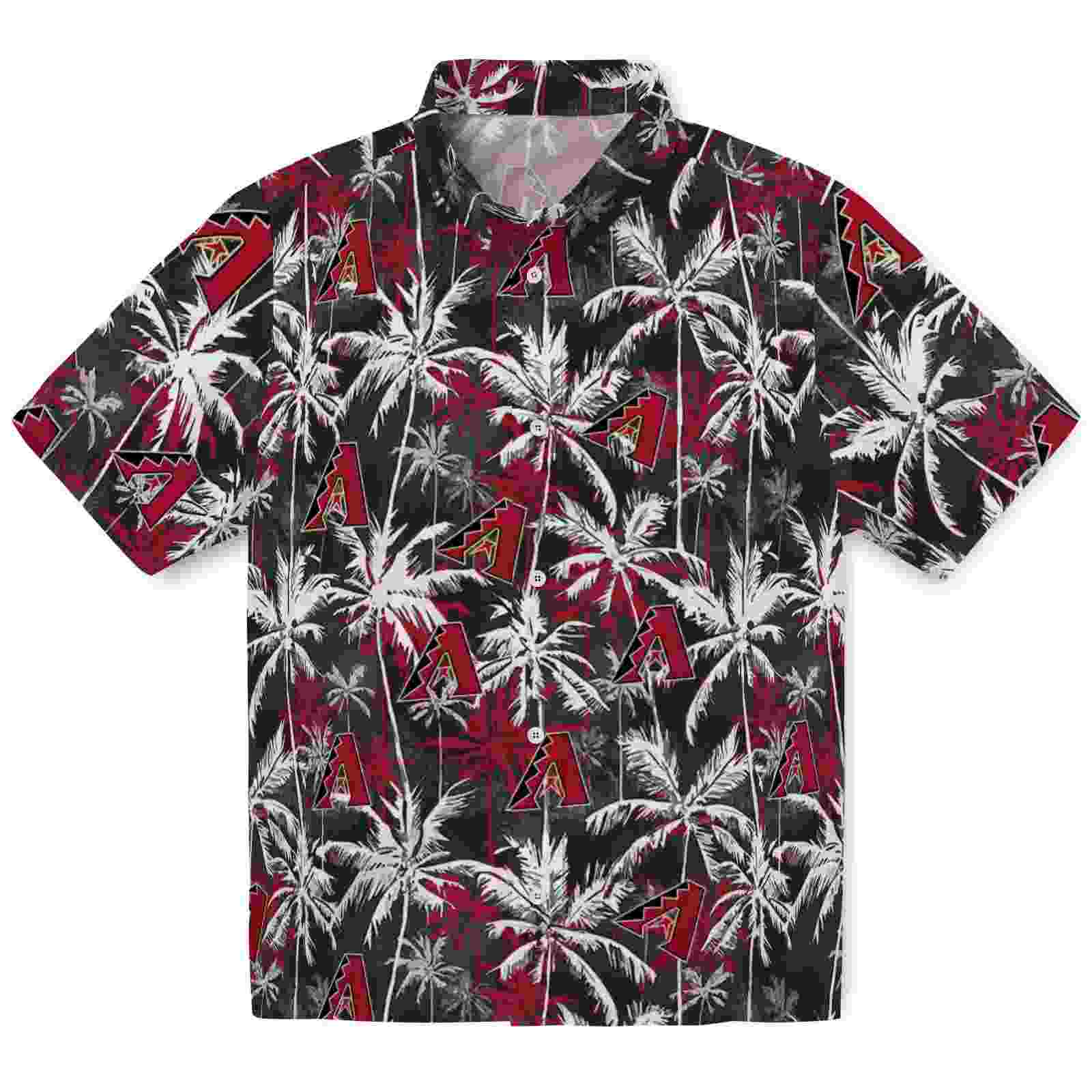 Arizona Diamondbacks Palm Pattern Red Black Hawaiian Shirt