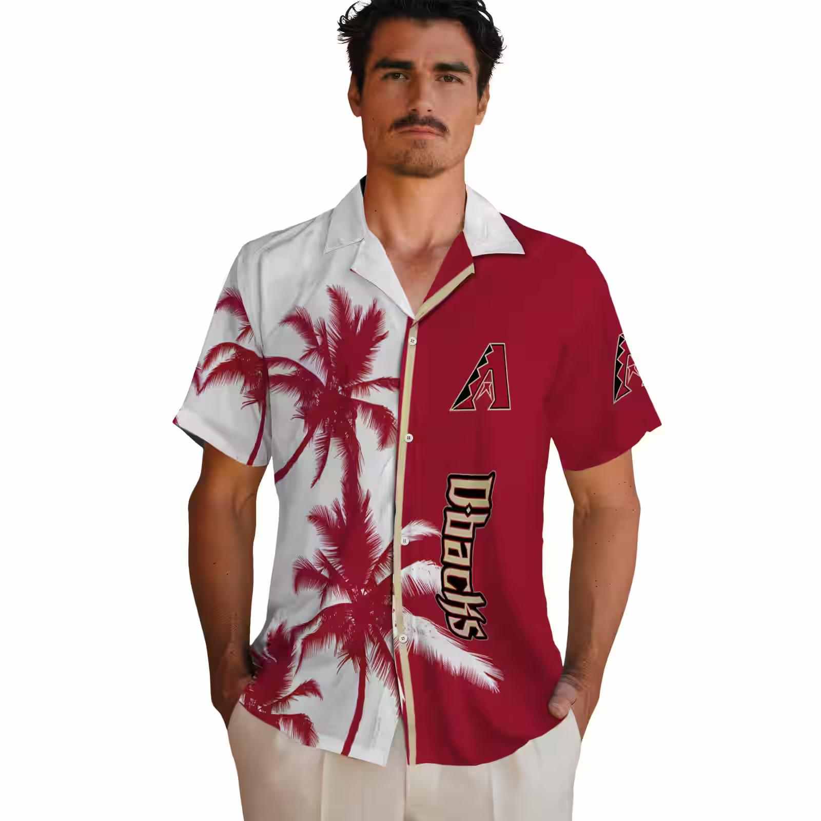 arizona diamondbacks palm trees red white hawaiian shirt fashion forward