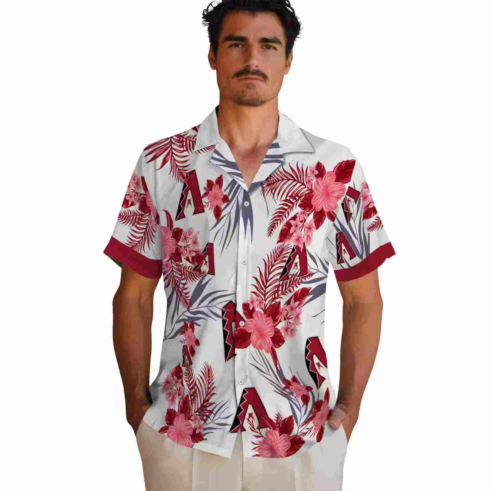 arizona diamondbacks patriotic hibiscus design red white hawaiian shirt fashion forward