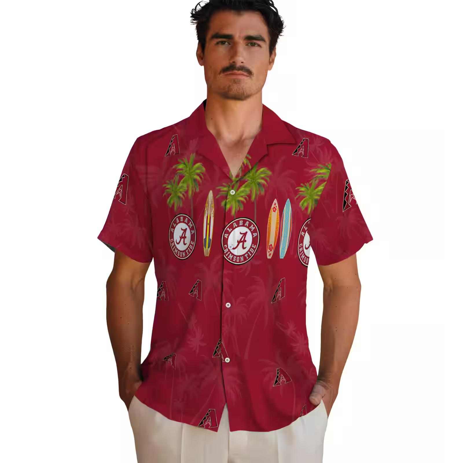 arizona diamondbacks surfboard palm red hawaiian shirt fashion forward