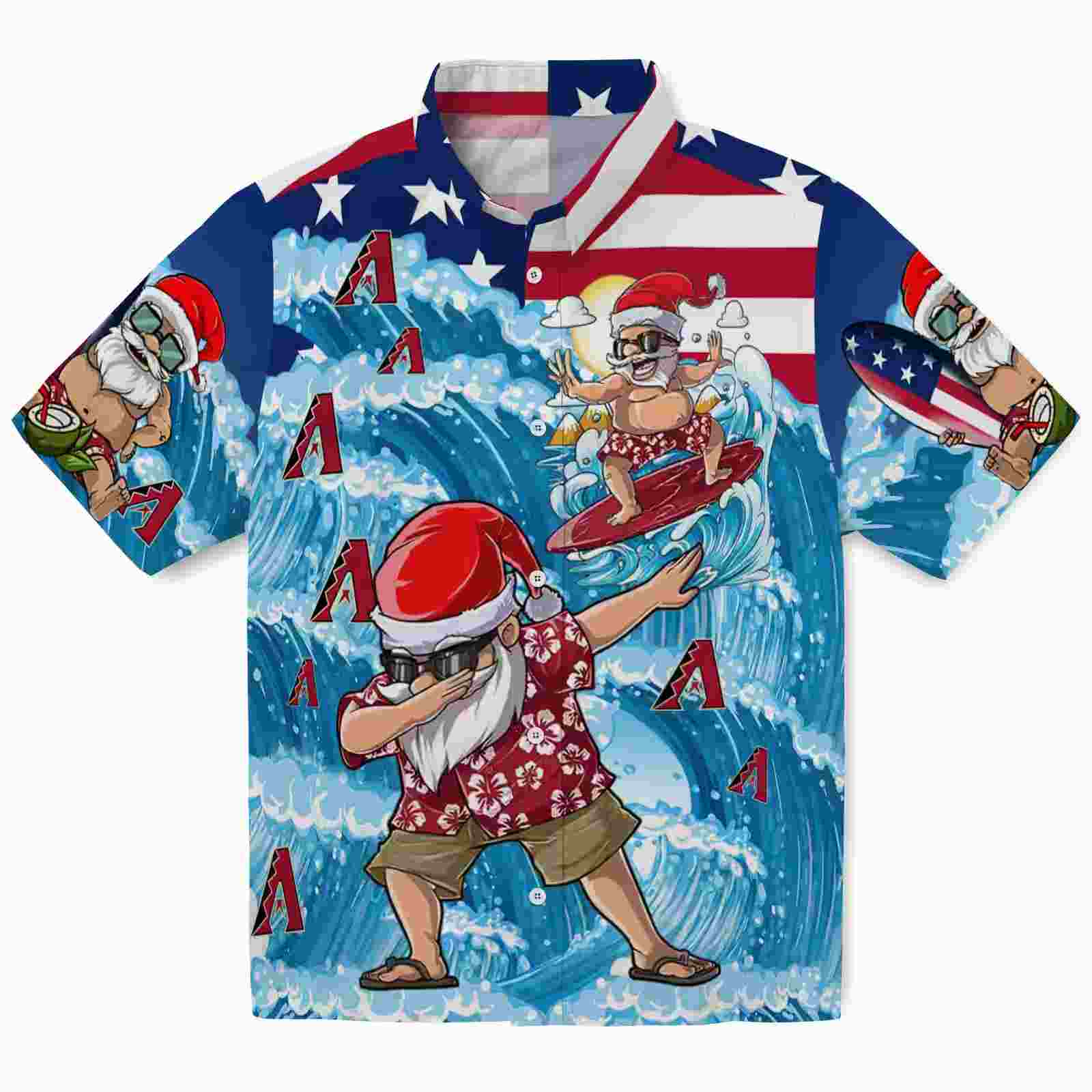 Arizona Diamondbacks Surfing Santa Blue Hawaiian Shirt