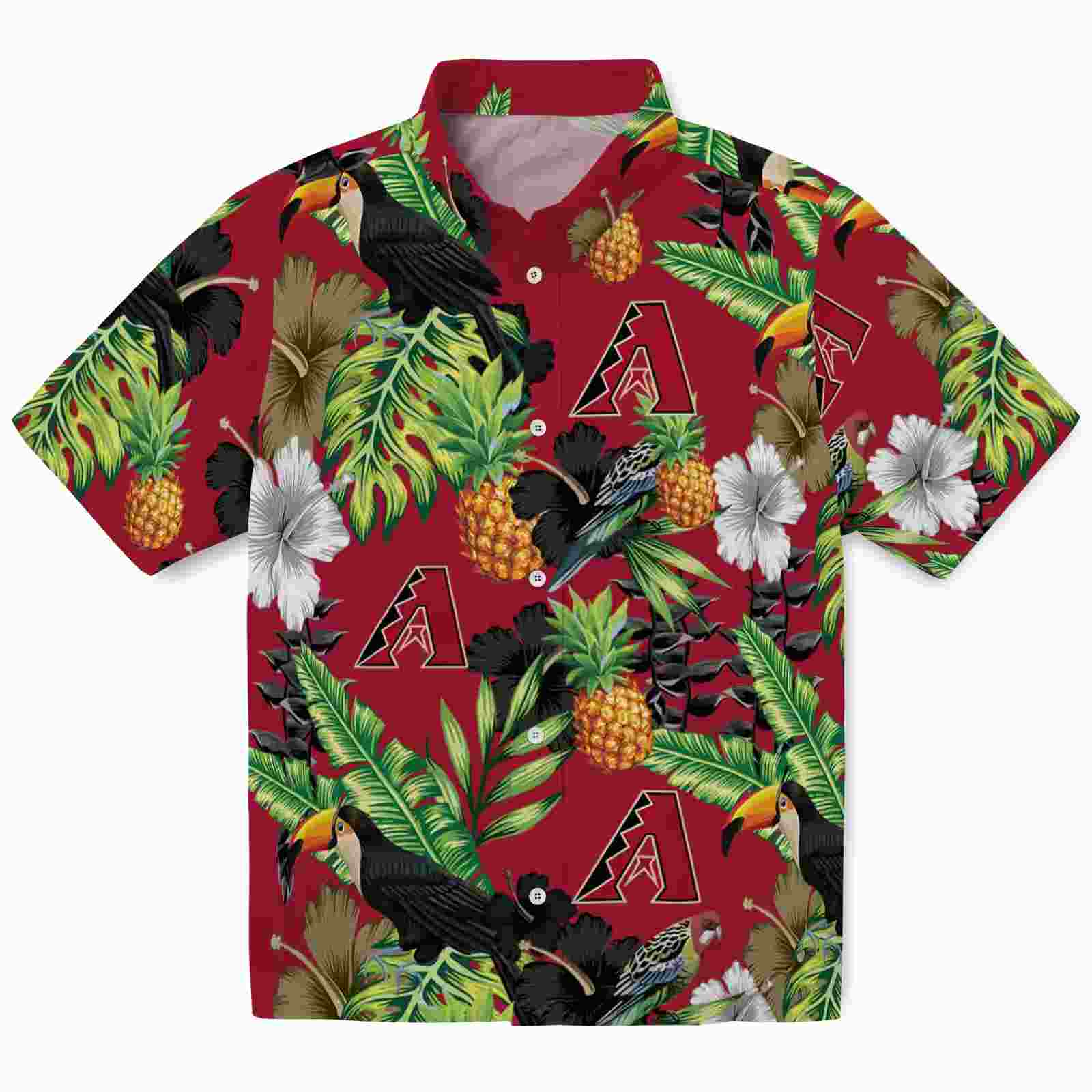 Arizona Diamondbacks Toucan Hibiscus Pineapple Red Green Hawaiian Shirt