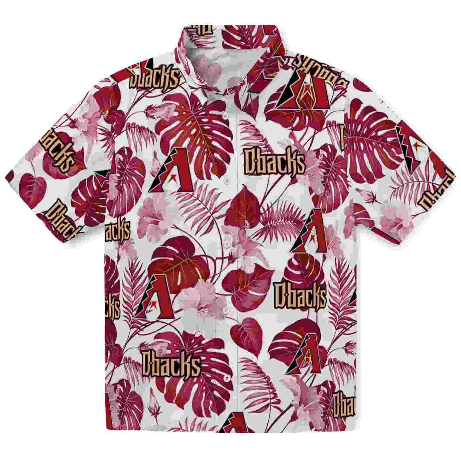 Arizona Diamondbacks Tropical Plants Red White Hawaiian Shirt