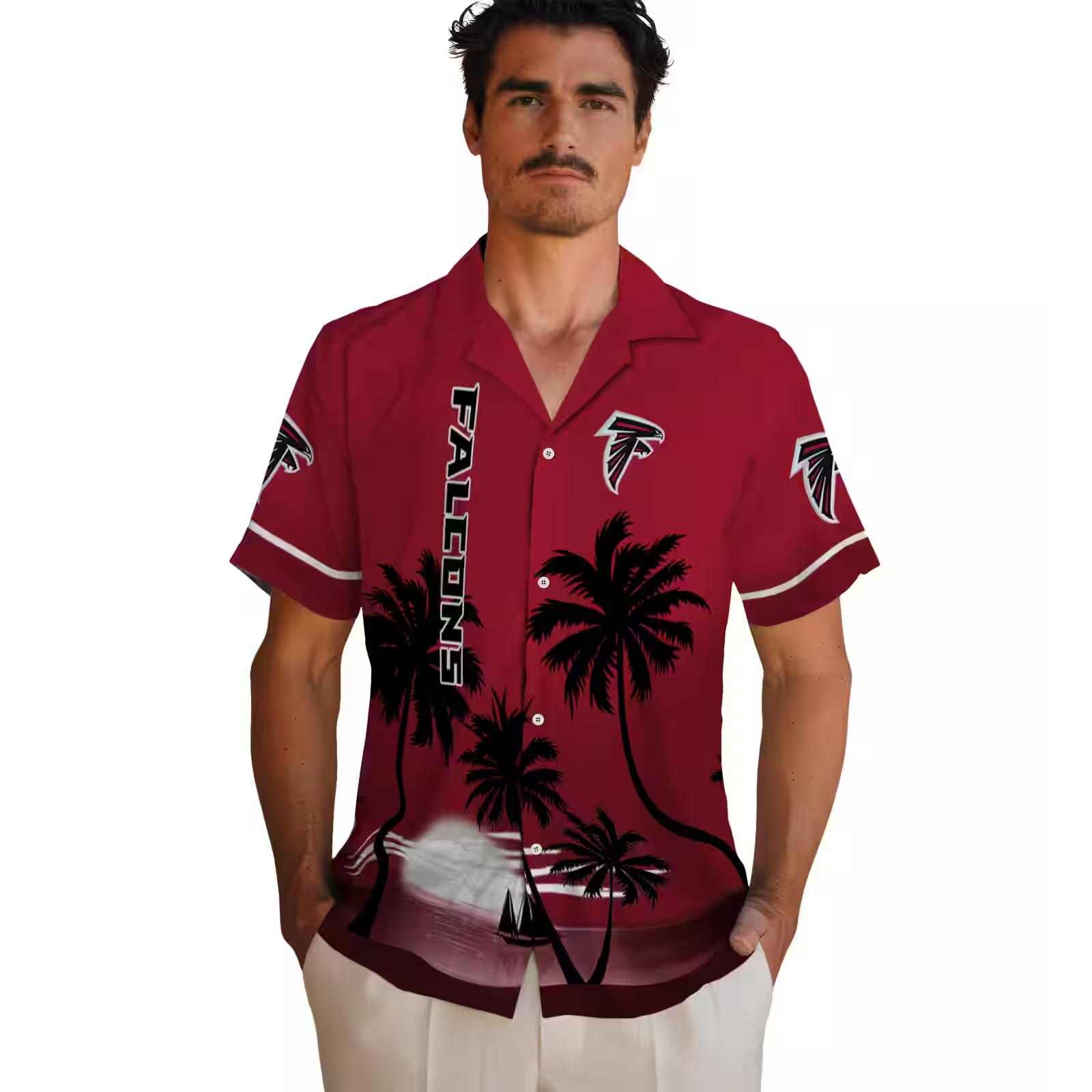 atlanta falcons beach sunset red black hawaiian shirt fashion forward