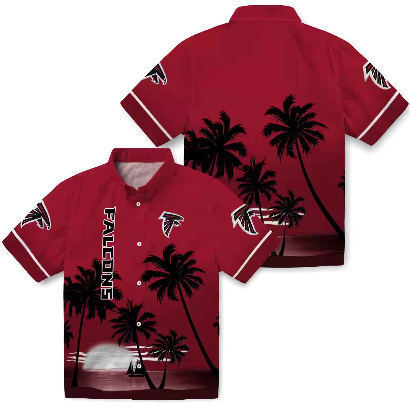 atlanta falcons beach sunset red black hawaiian shirt high quality