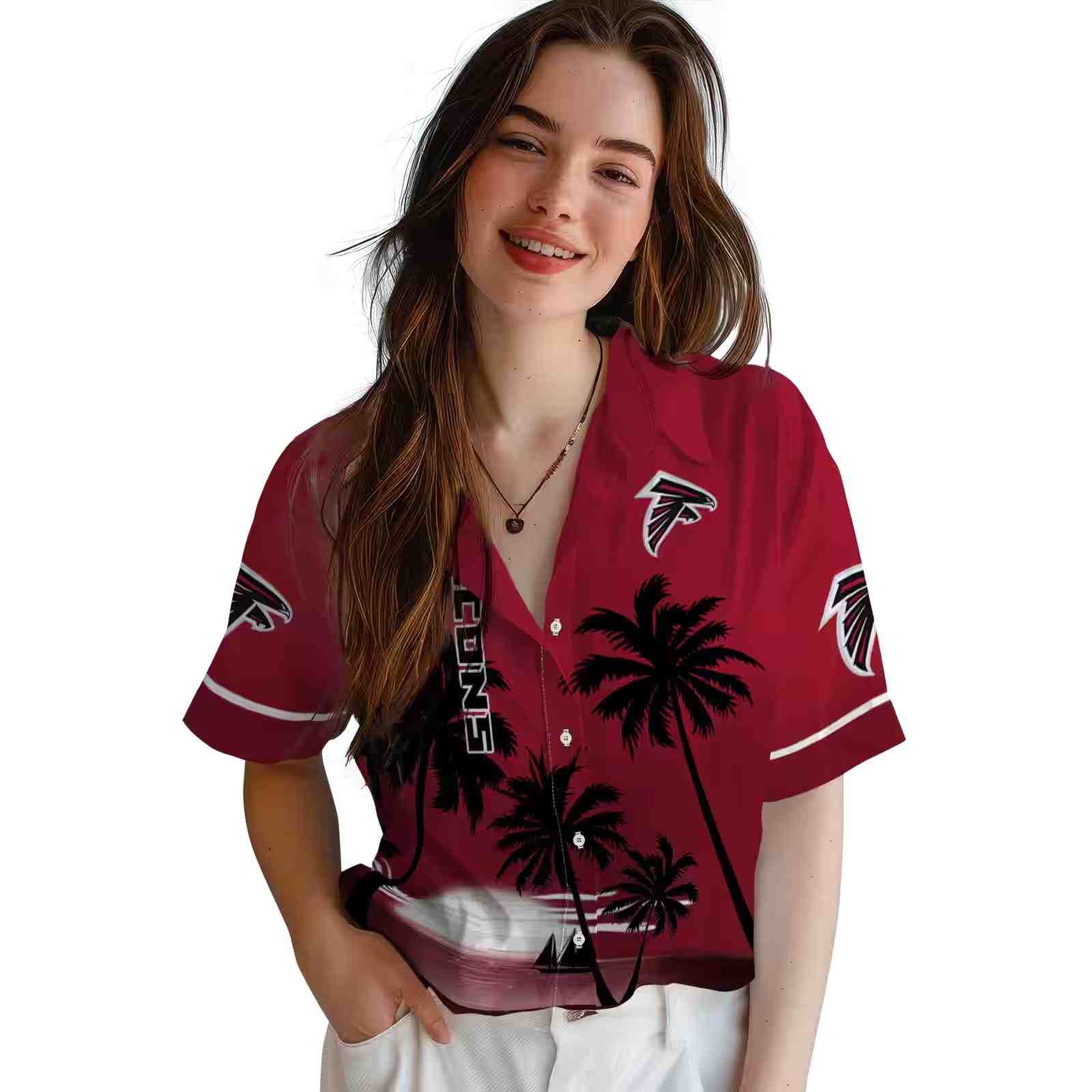 atlanta falcons beach sunset red black hawaiian shirt latest model