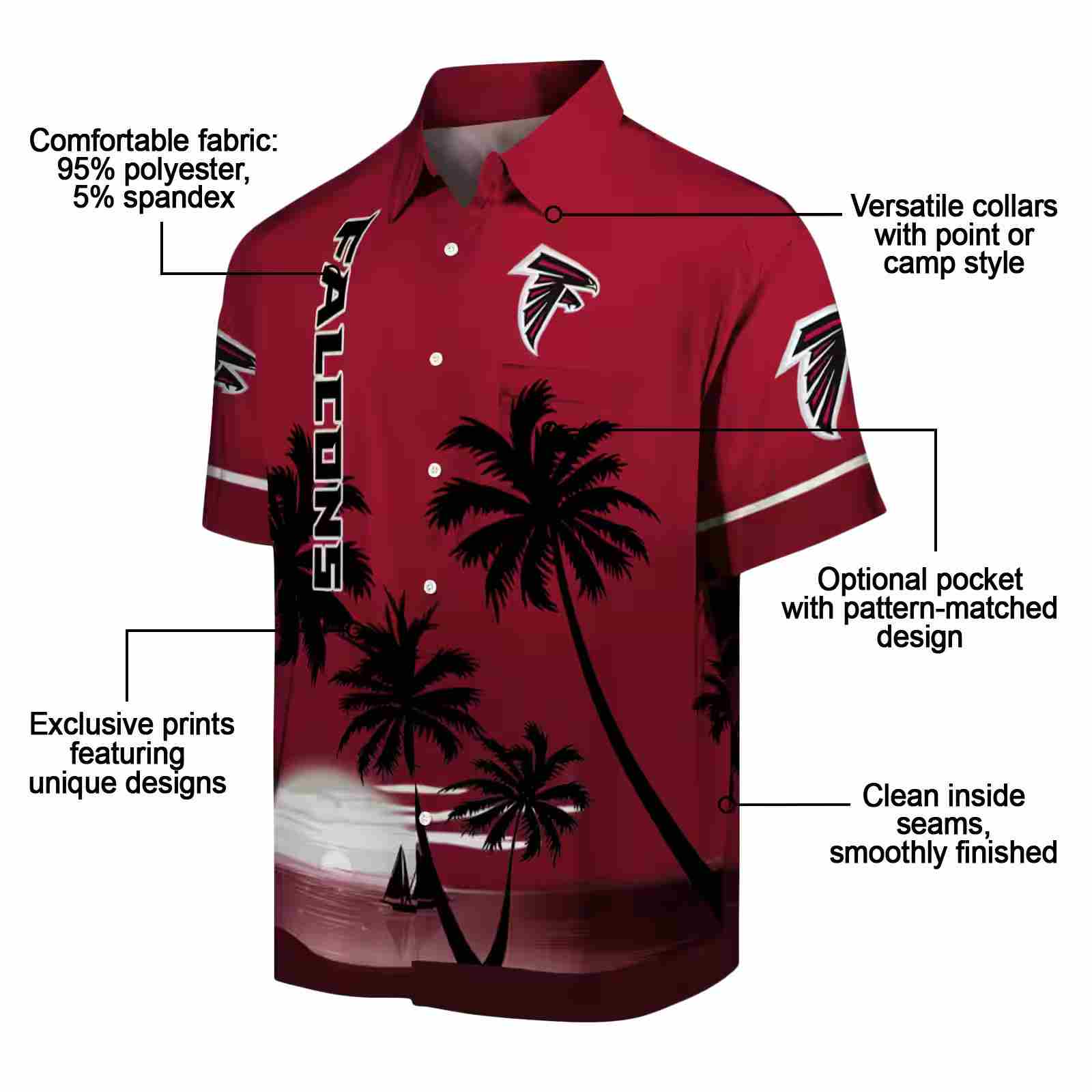 atlanta falcons beach sunset red black hawaiian shirt new arrival