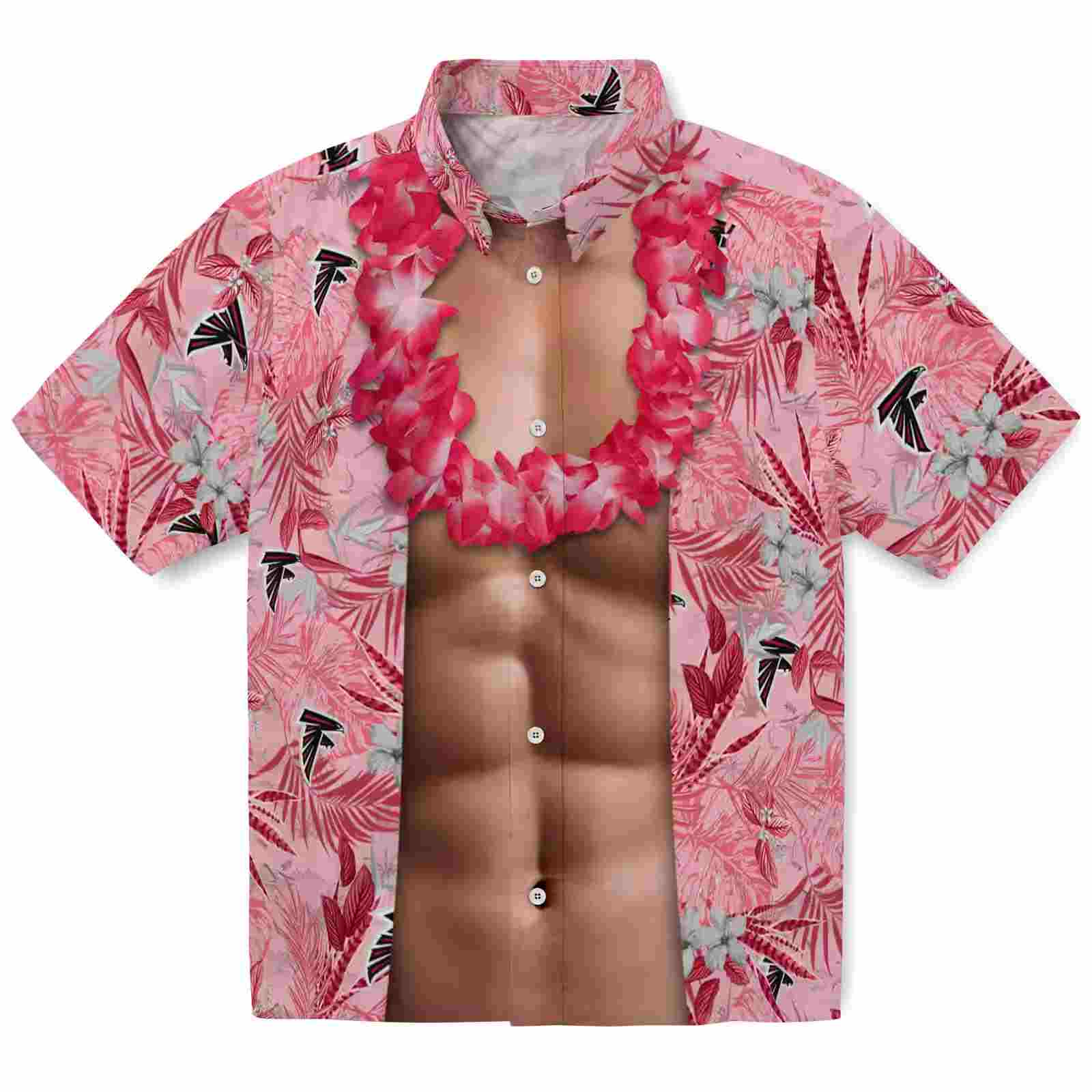 atlanta falcons chest illusion red hawaiian shirt best selling