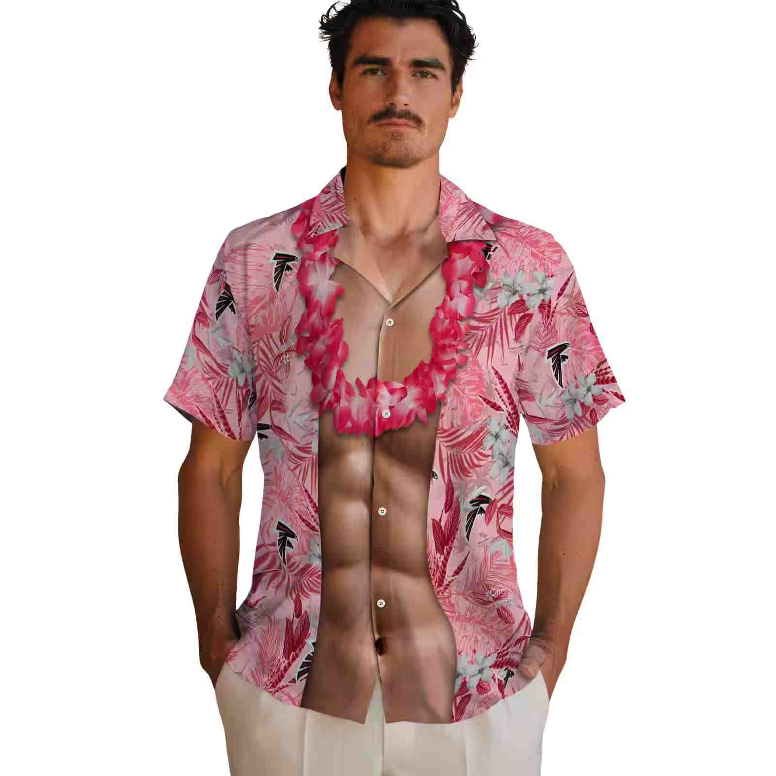 atlanta falcons chest illusion red hawaiian shirt fashion forward