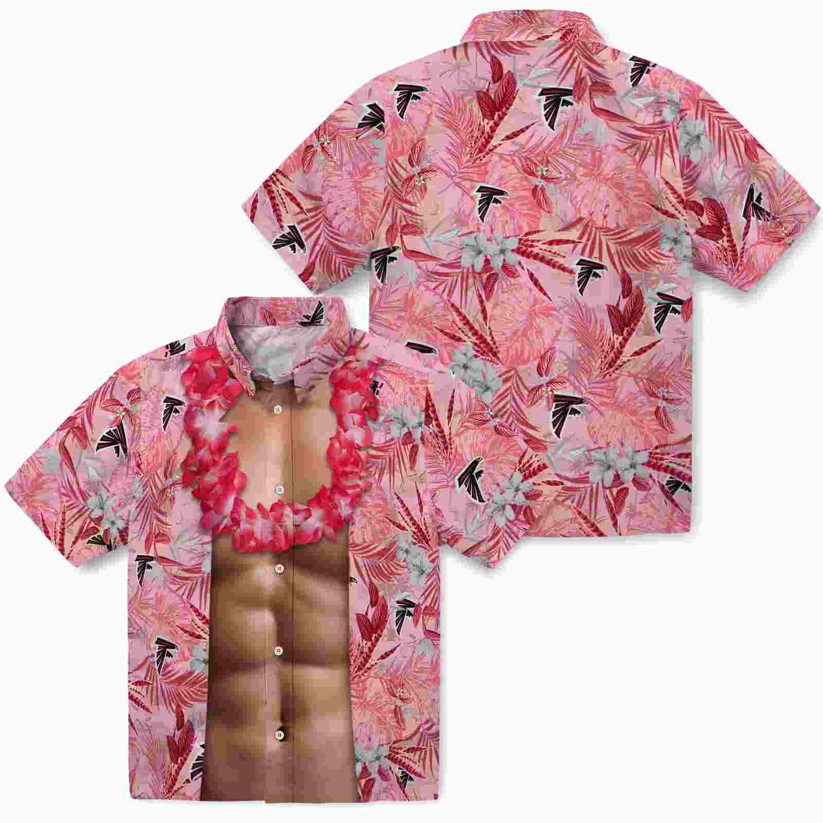 atlanta falcons chest illusion red hawaiian shirt high quality