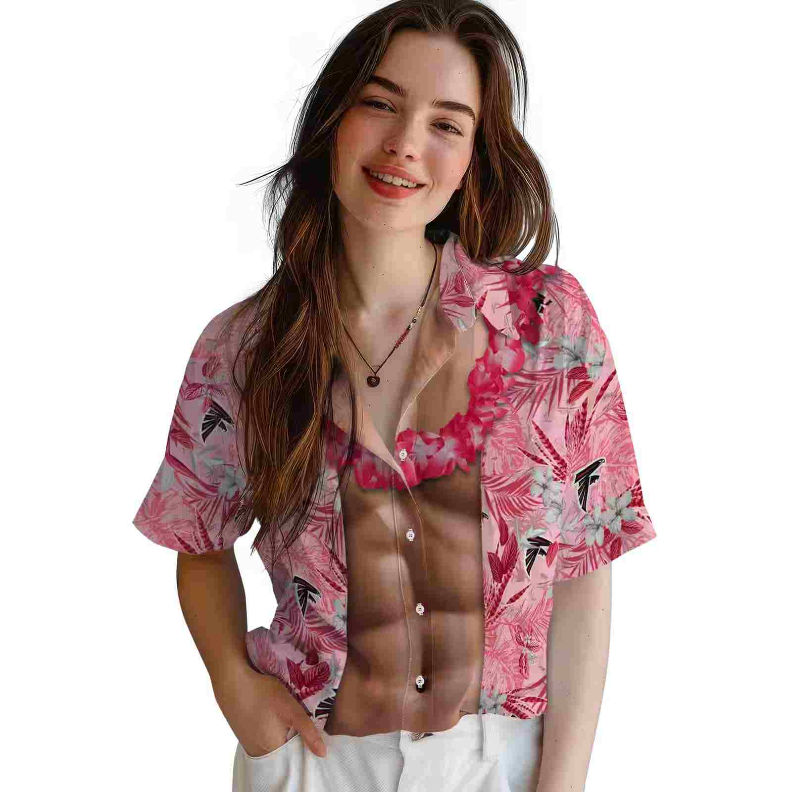 atlanta falcons chest illusion red hawaiian shirt latest model