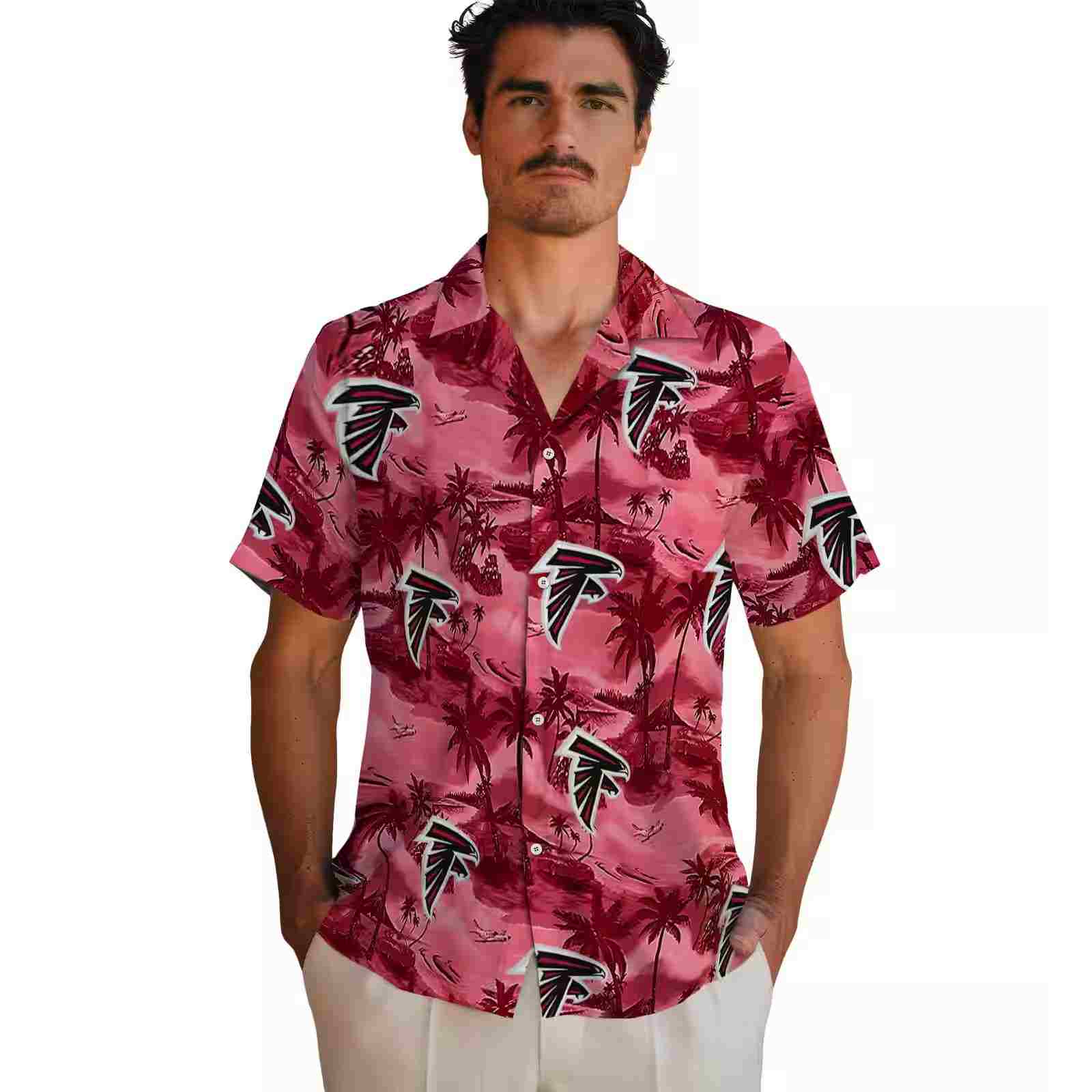 atlanta falcons coastal palms red hawaiian shirt fashion forward