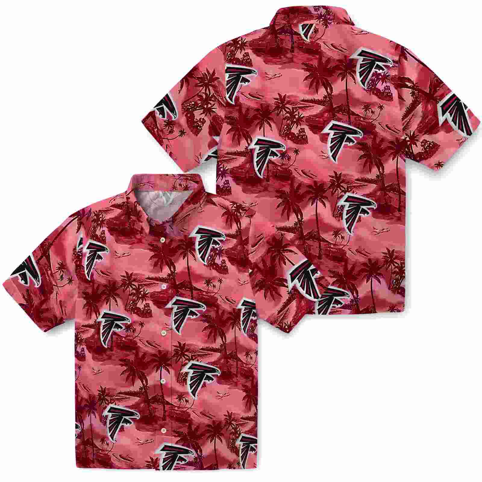 atlanta falcons coastal palms red hawaiian shirt high quality