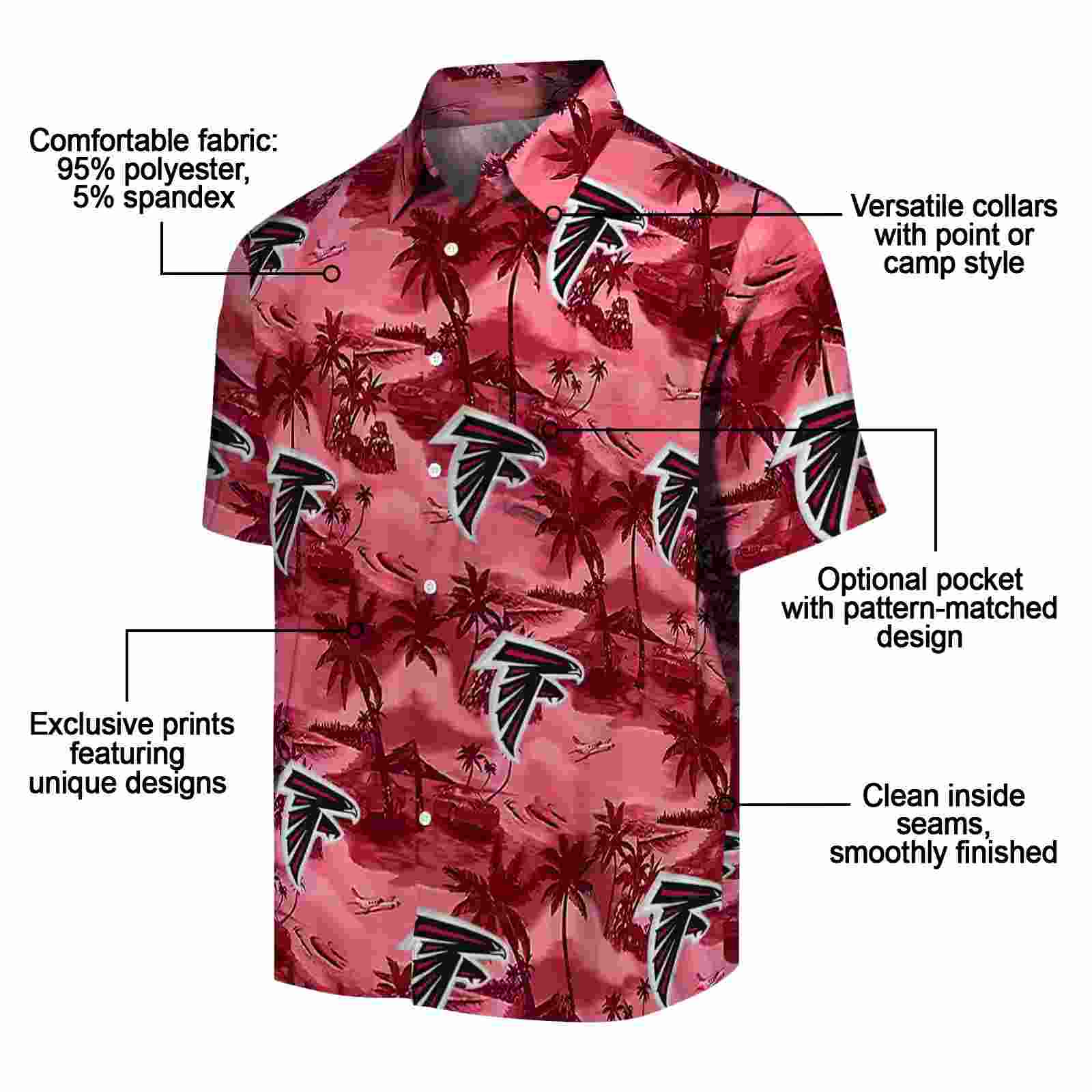 atlanta falcons coastal palms red hawaiian shirt new arrival