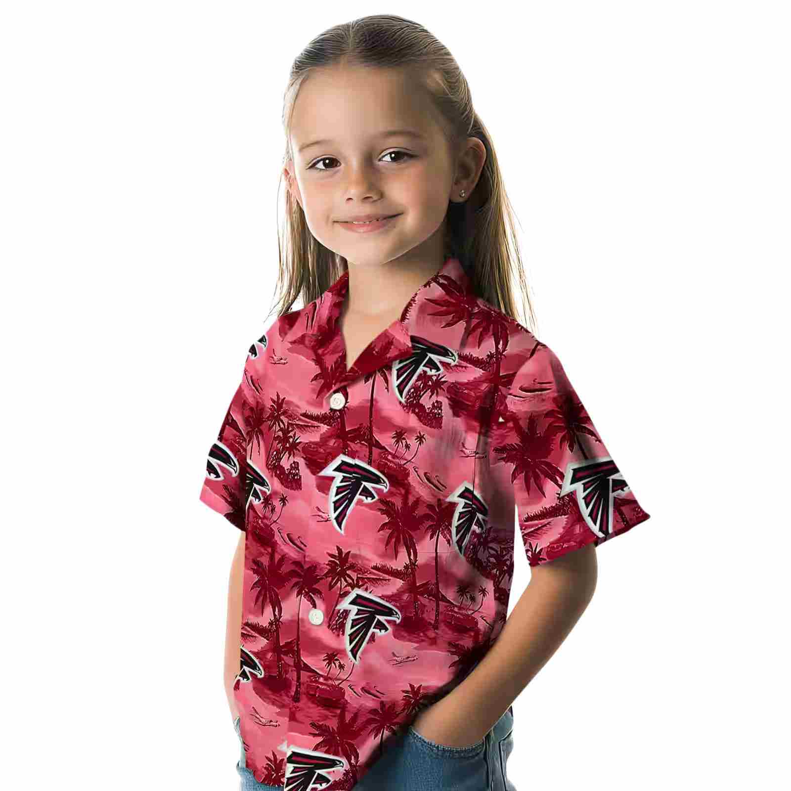 atlanta falcons coastal palms red hawaiian shirt premium grade