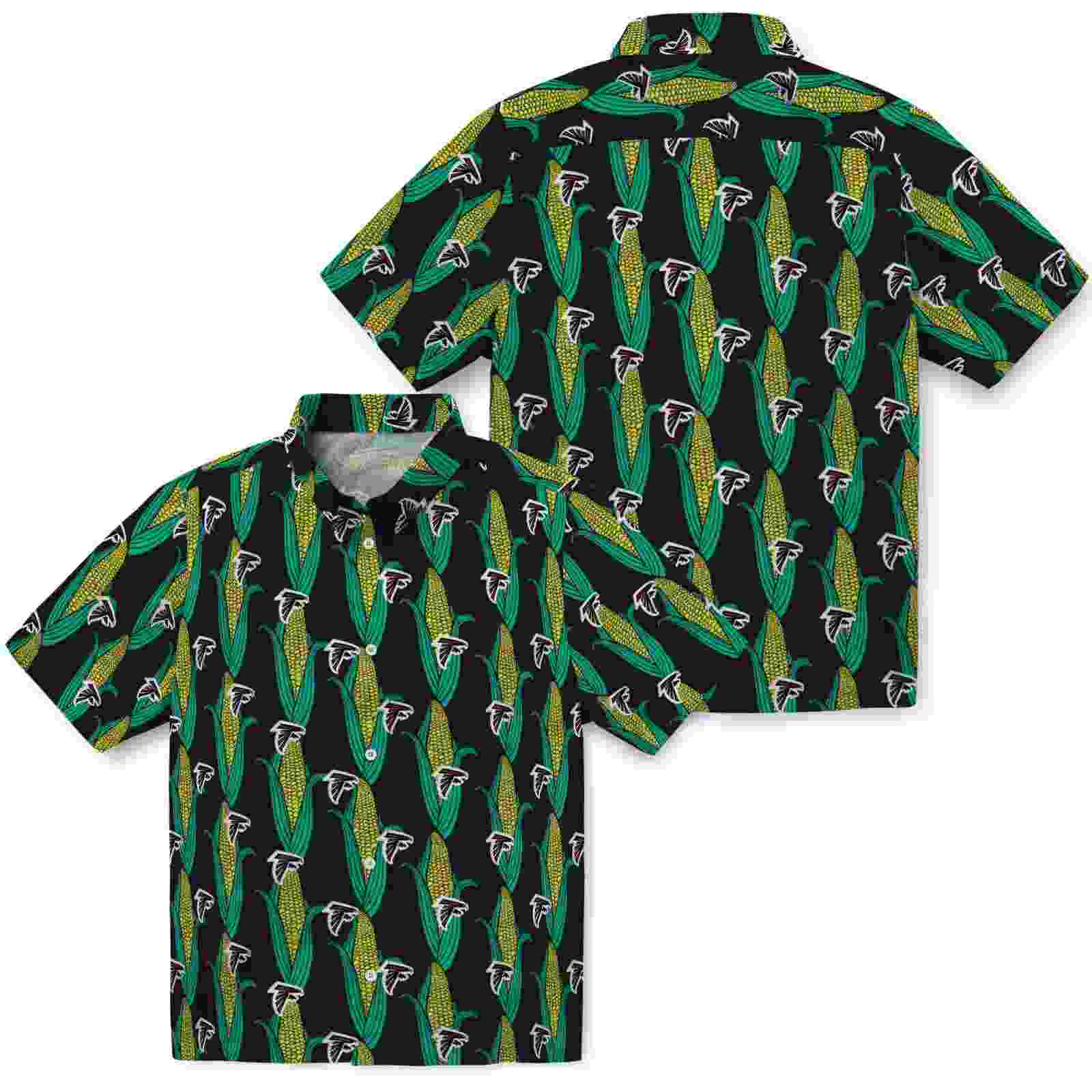 atlanta falcons corn motifs black green hawaiian shirt high quality