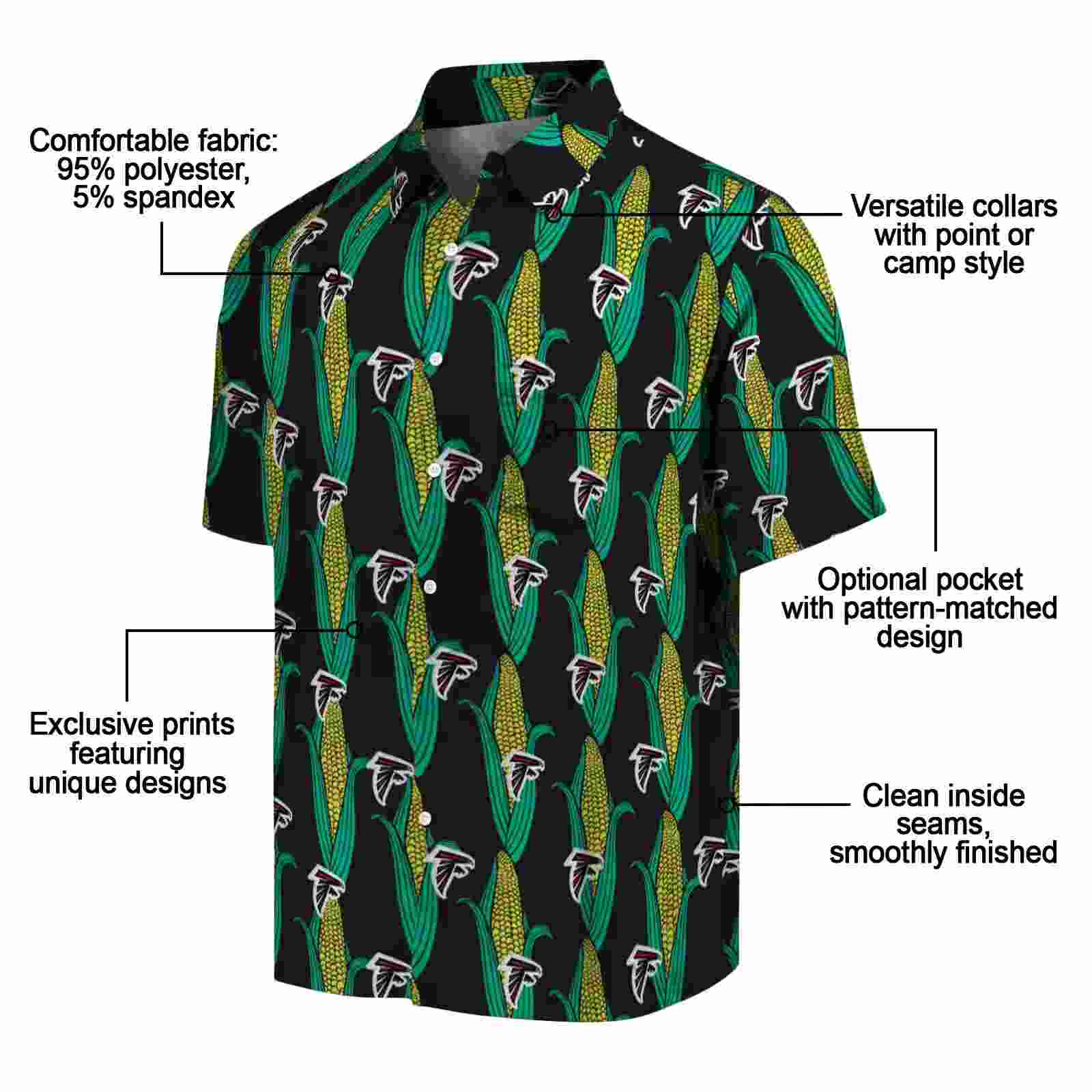 atlanta falcons corn motifs black green hawaiian shirt new arrival