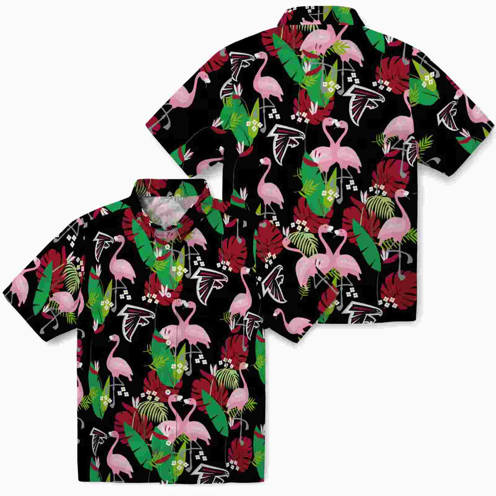 atlanta falcons flamingo foliage red green hawaiian shirt high quality