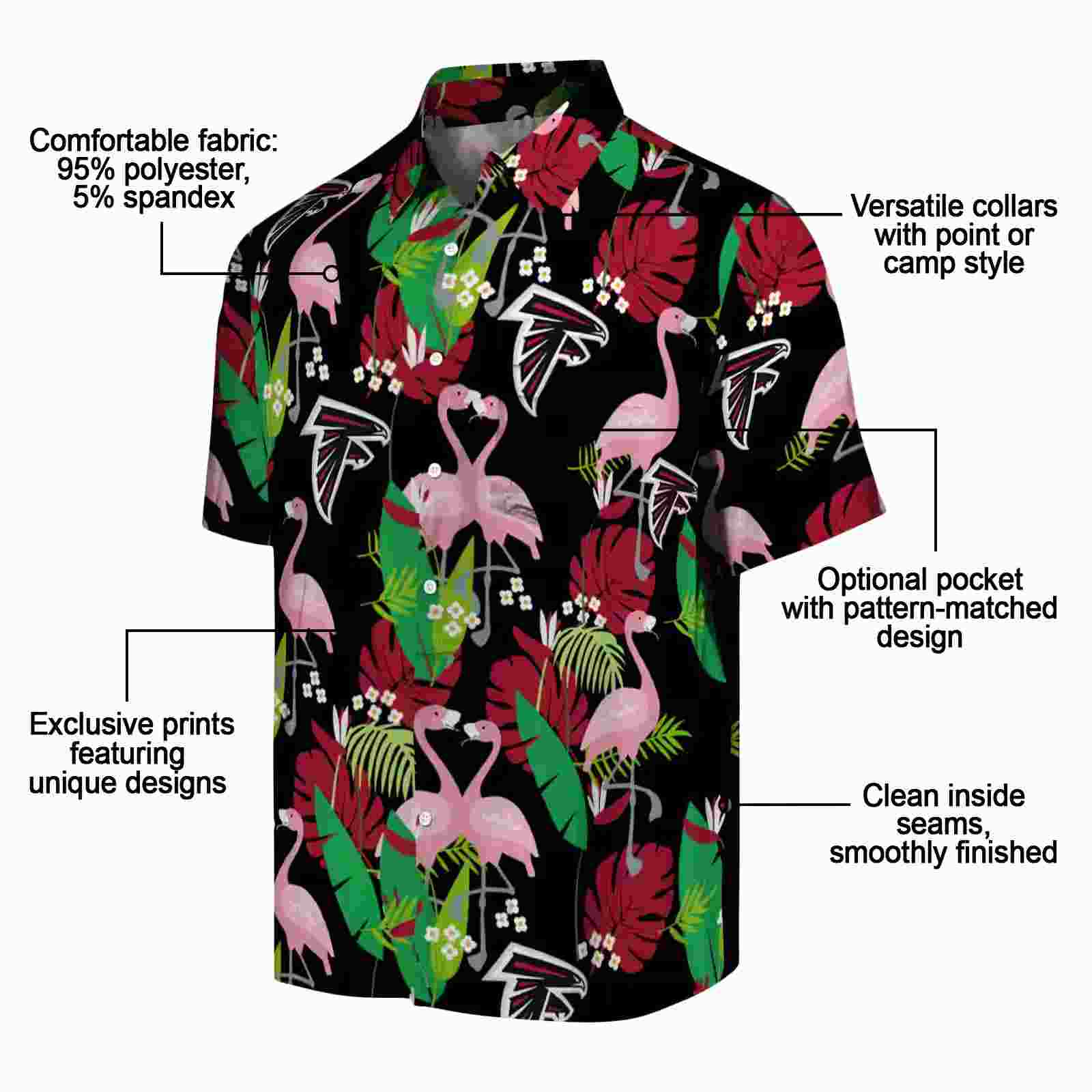 atlanta falcons flamingo foliage red green hawaiian shirt new arrival