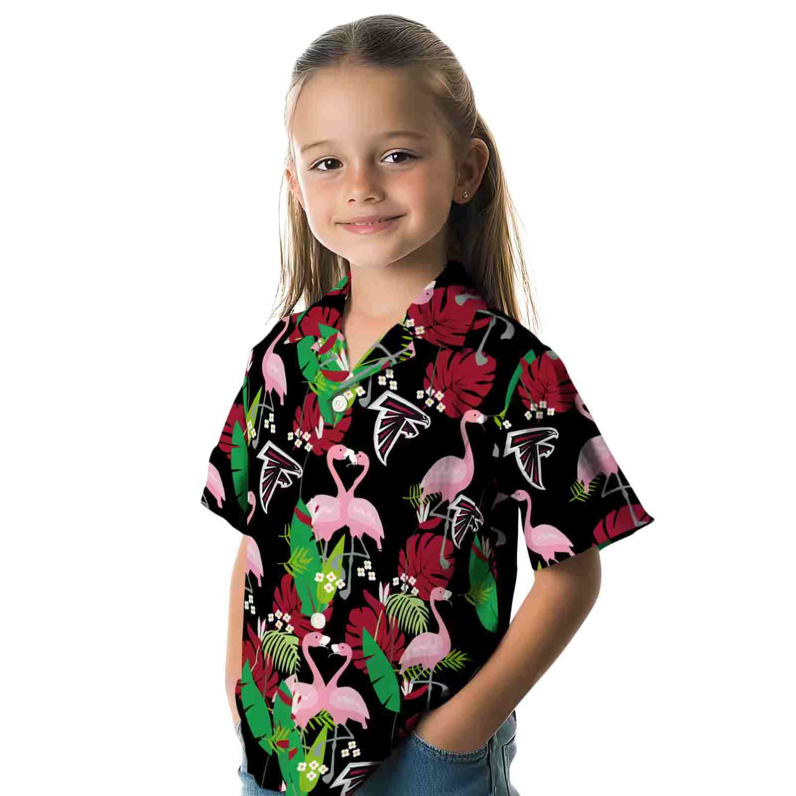 atlanta falcons flamingo foliage red green hawaiian shirt premium grade