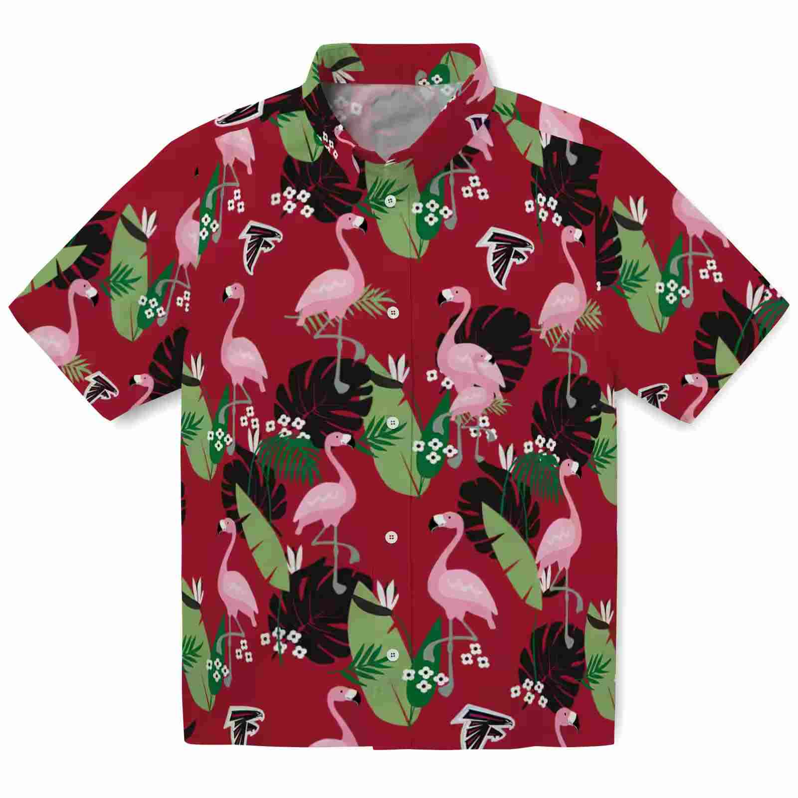 Atlanta Falcons Flamingo Leaf Motif Red Hawaiian Shirt