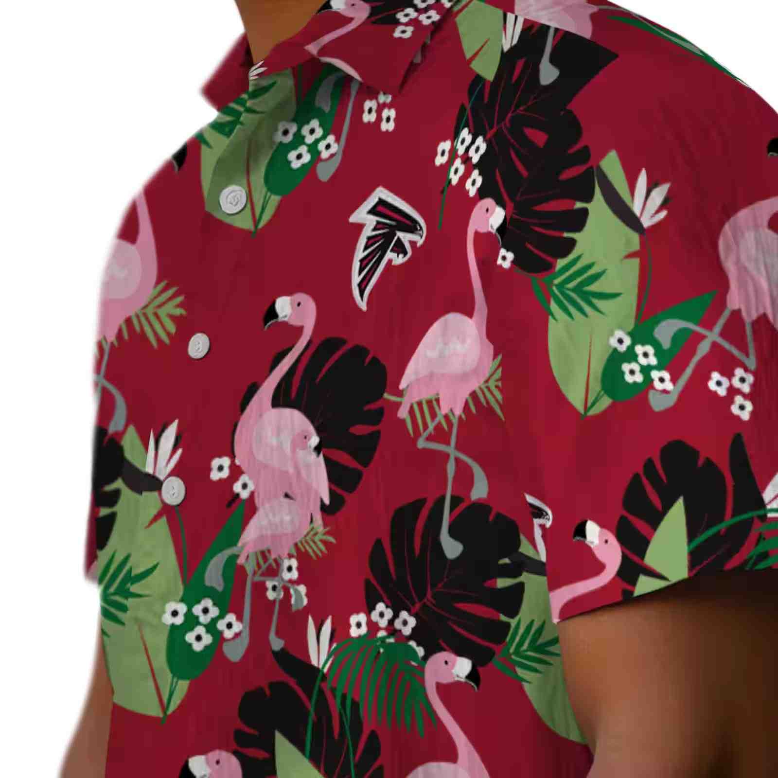 atlanta falcons flamingo leaf motif red hawaiian shirt trendy