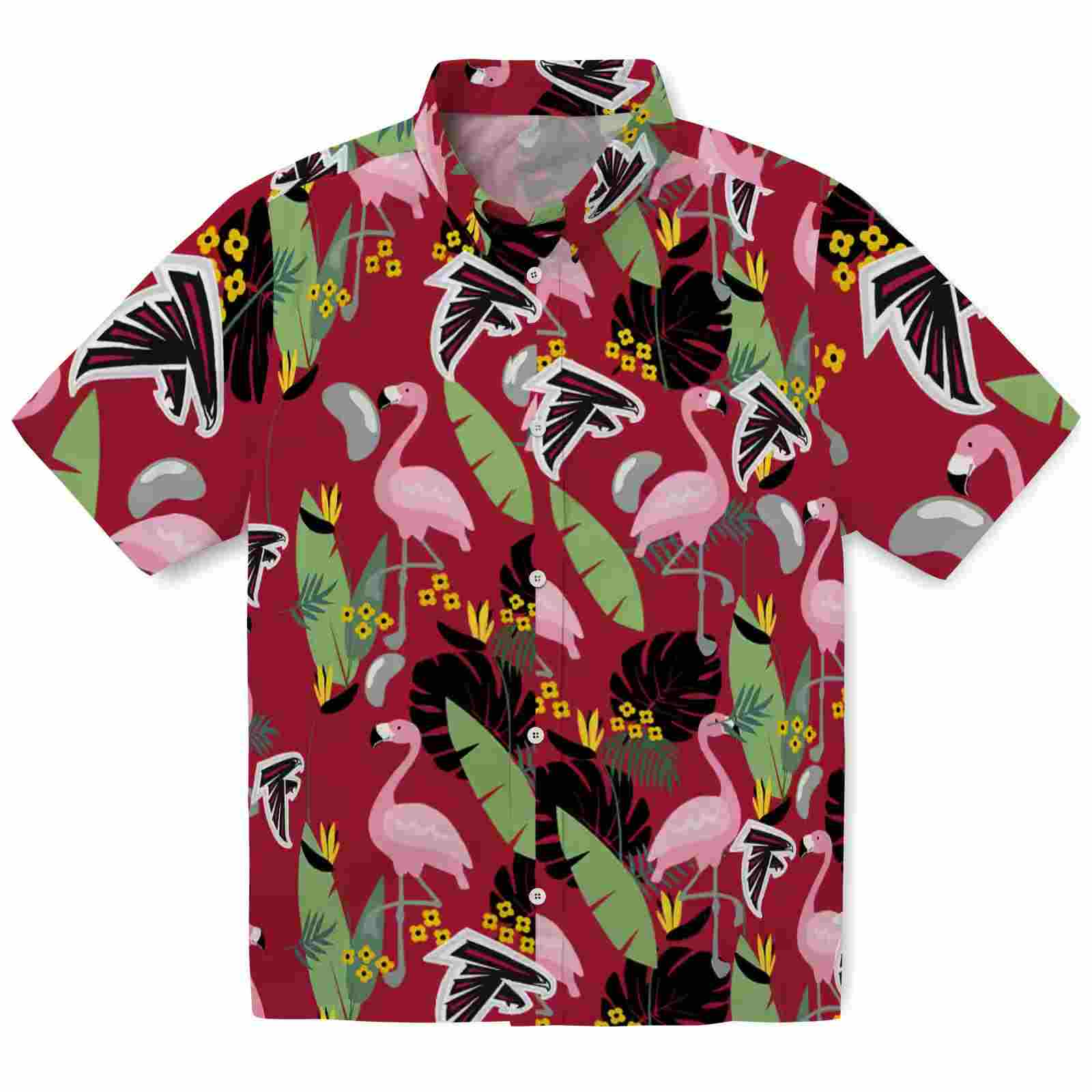 Atlanta Falcons Flamingo Leaves Red Hawaiian Shirt