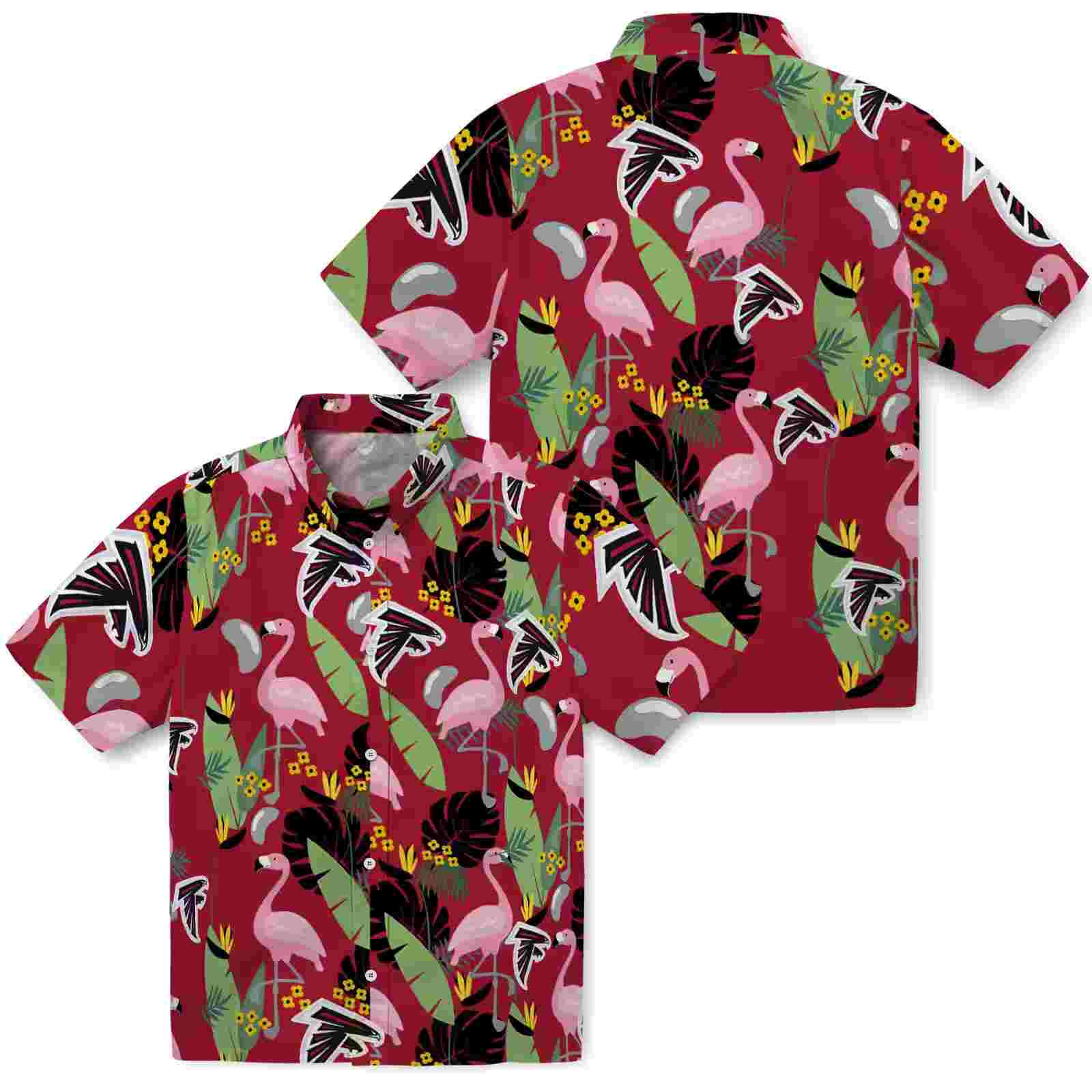 atlanta falcons flamingo leaves red hawaiian shirt high quality