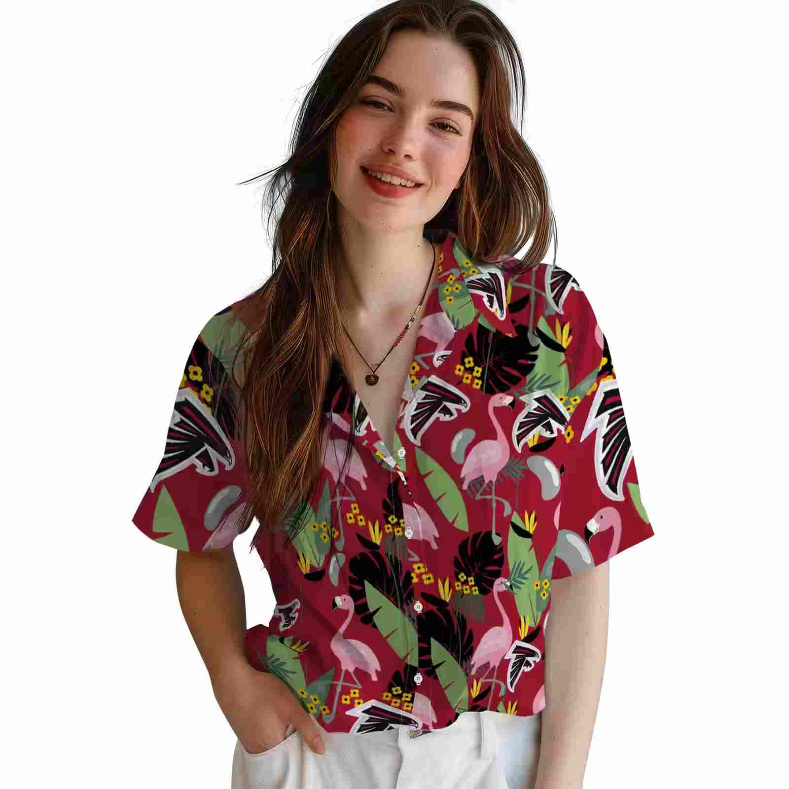 atlanta falcons flamingo leaves red hawaiian shirt latest model