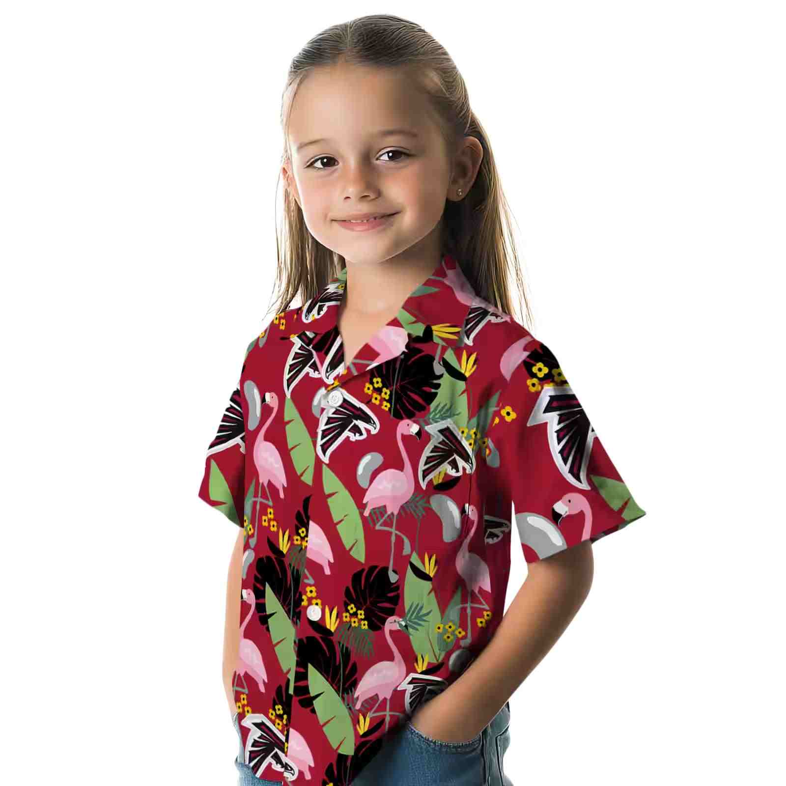 atlanta falcons flamingo leaves red hawaiian shirt premium grade