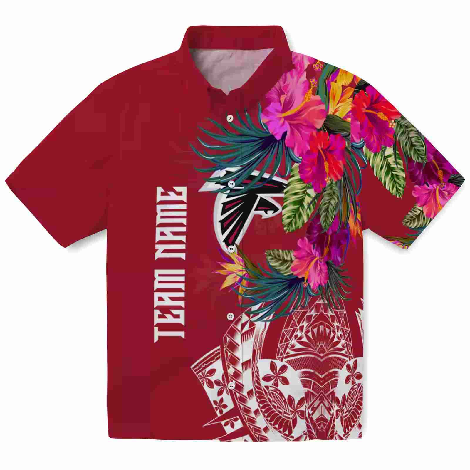 Atlanta Falcons Floral Polynesian Red Hawaiian Shirt