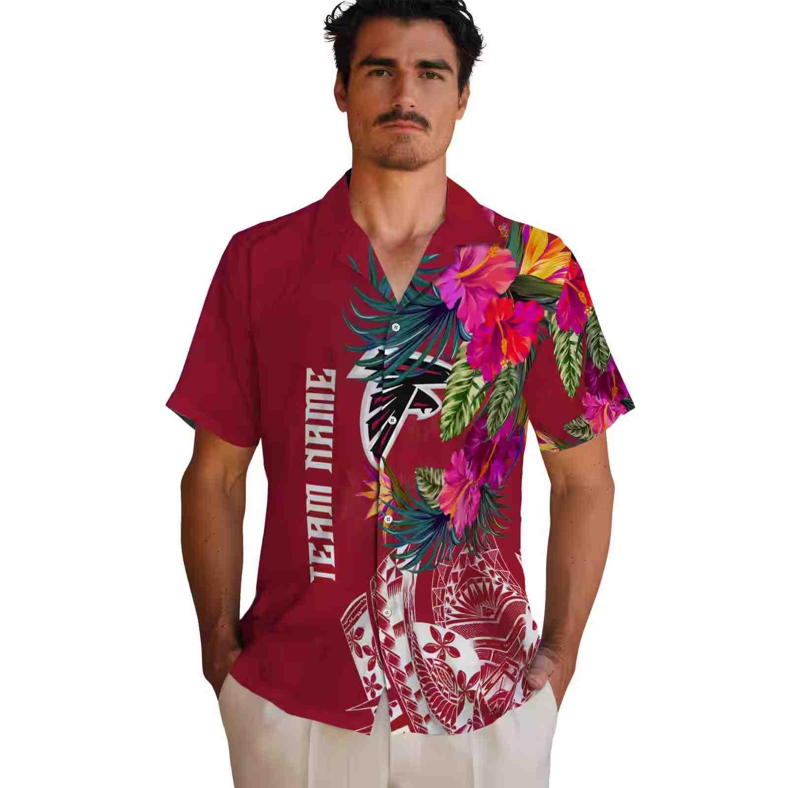 atlanta falcons floral polynesian red hawaiian shirt fashion forward