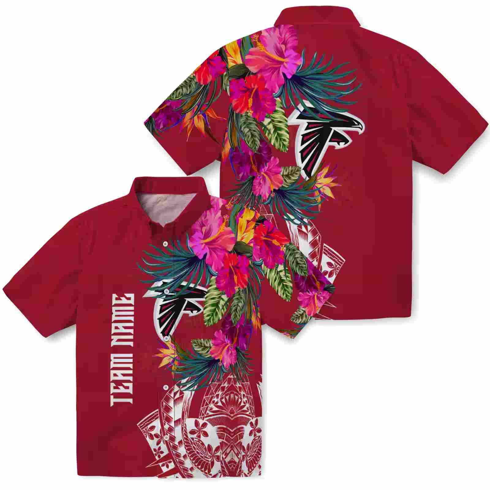 atlanta falcons floral polynesian red hawaiian shirt high quality