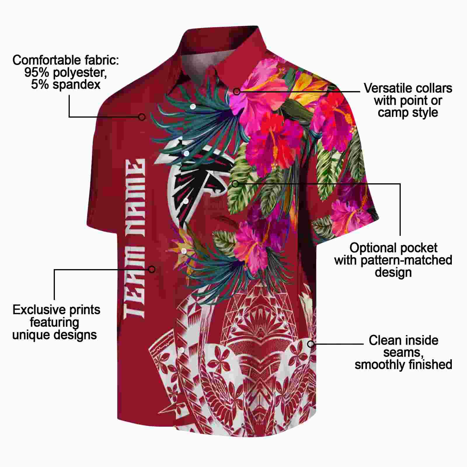 atlanta falcons floral polynesian red hawaiian shirt new arrival