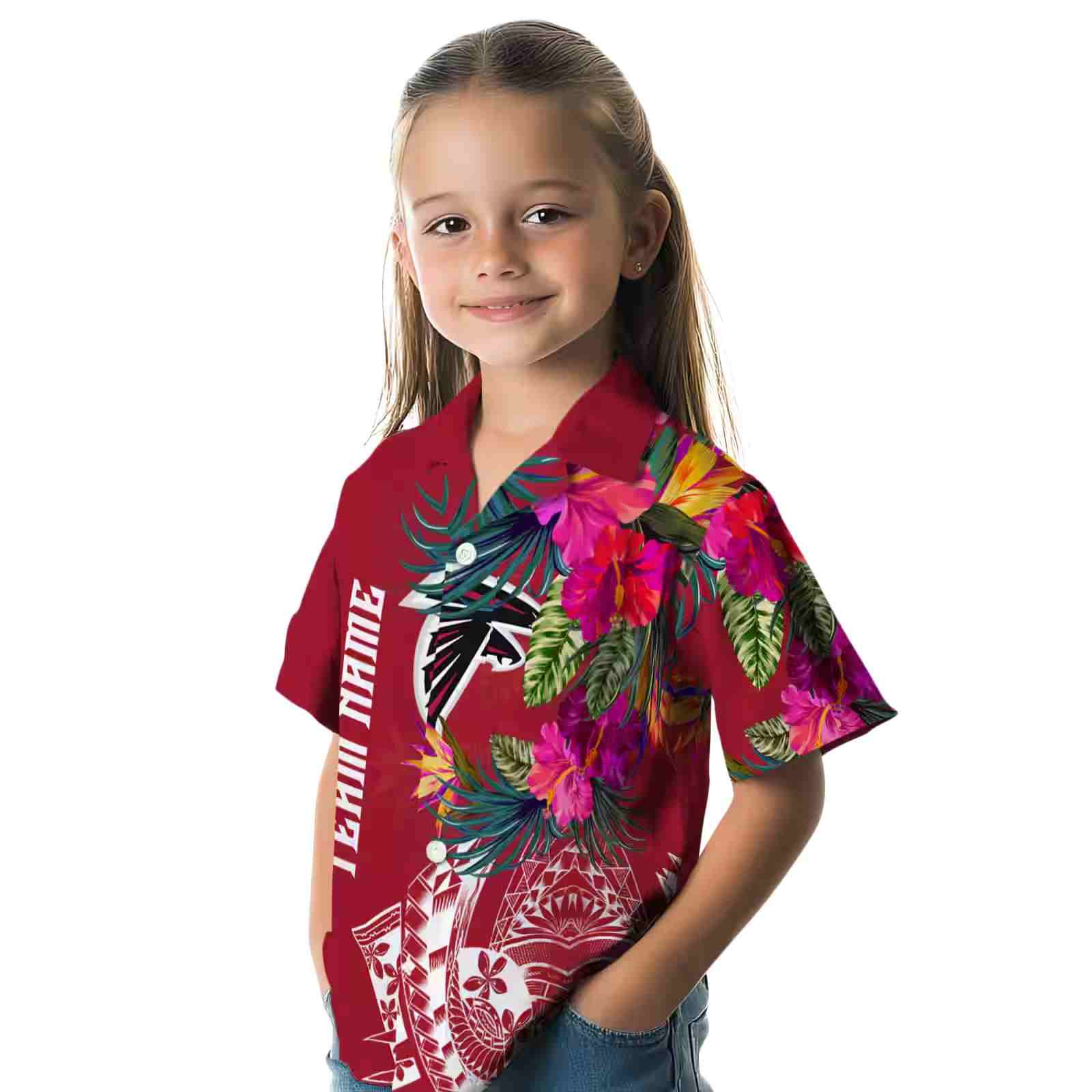 atlanta falcons floral polynesian red hawaiian shirt premium grade