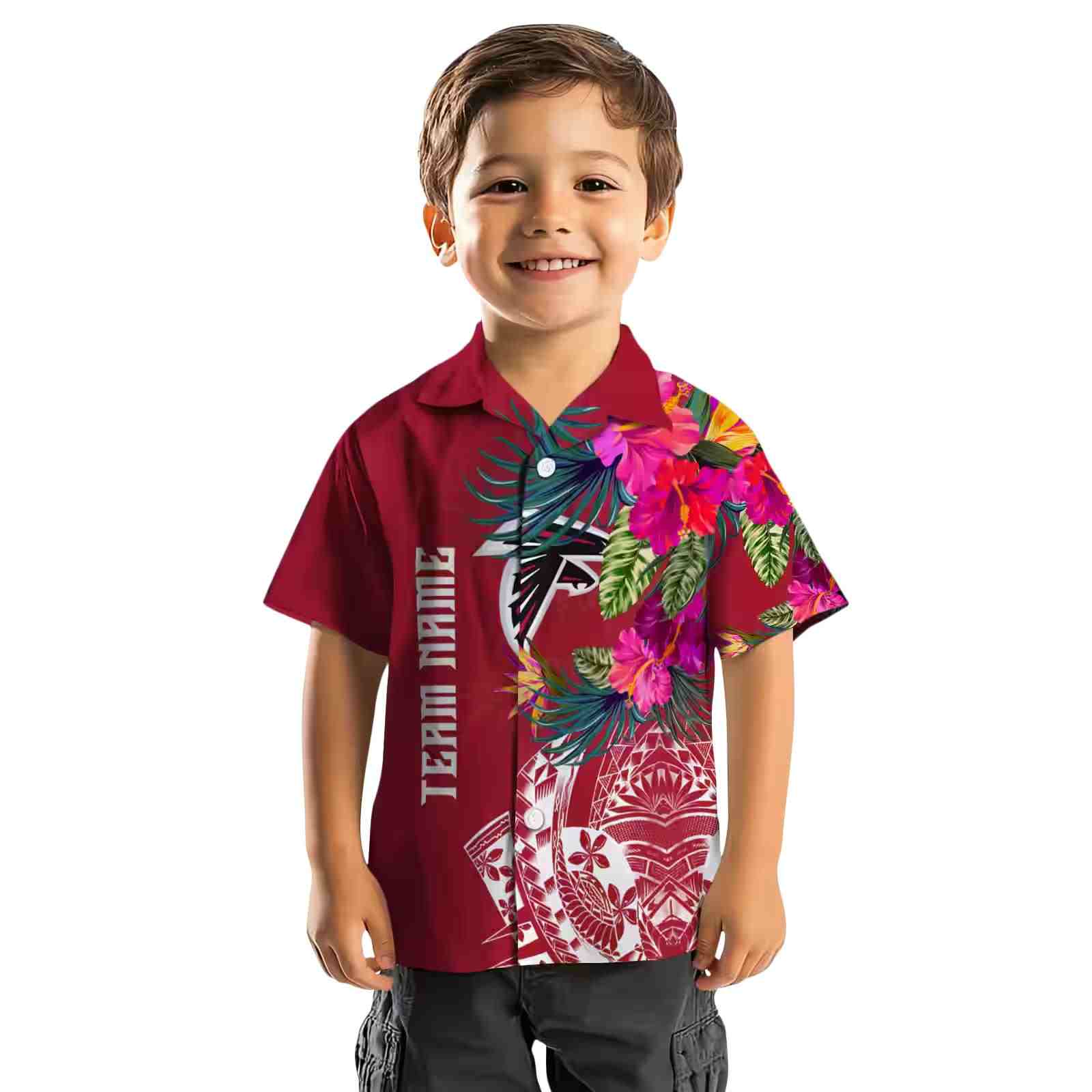 atlanta falcons floral polynesian red hawaiian shirt top rated