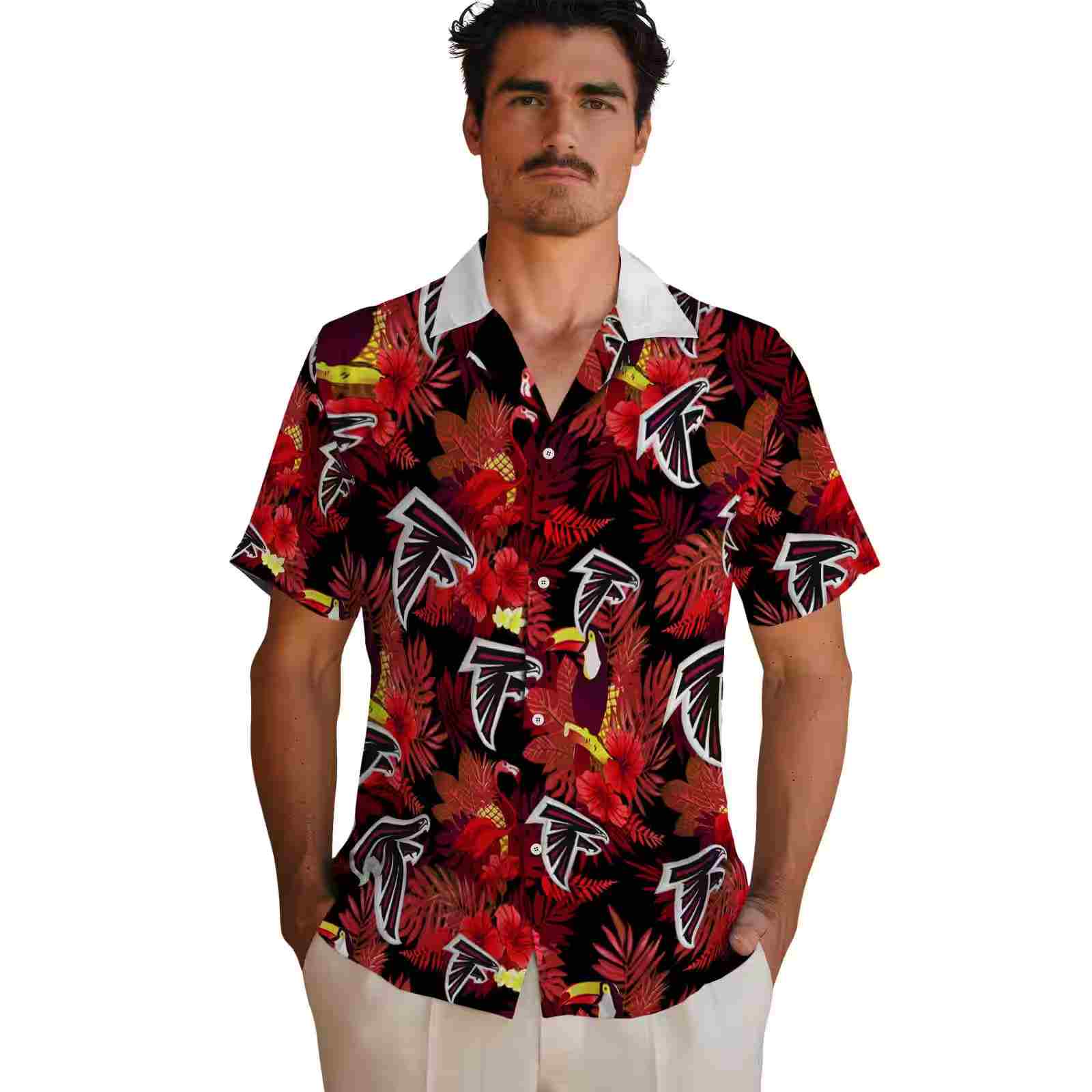 atlanta falcons floral toucan red hawaiian shirt fashion forward