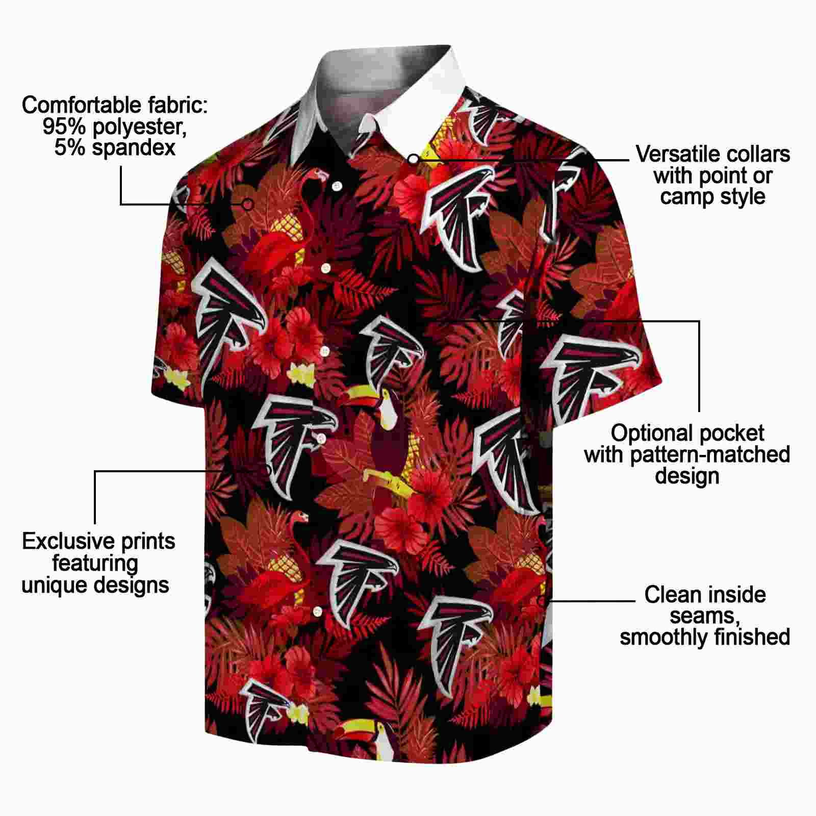 atlanta falcons floral toucan red hawaiian shirt new arrival