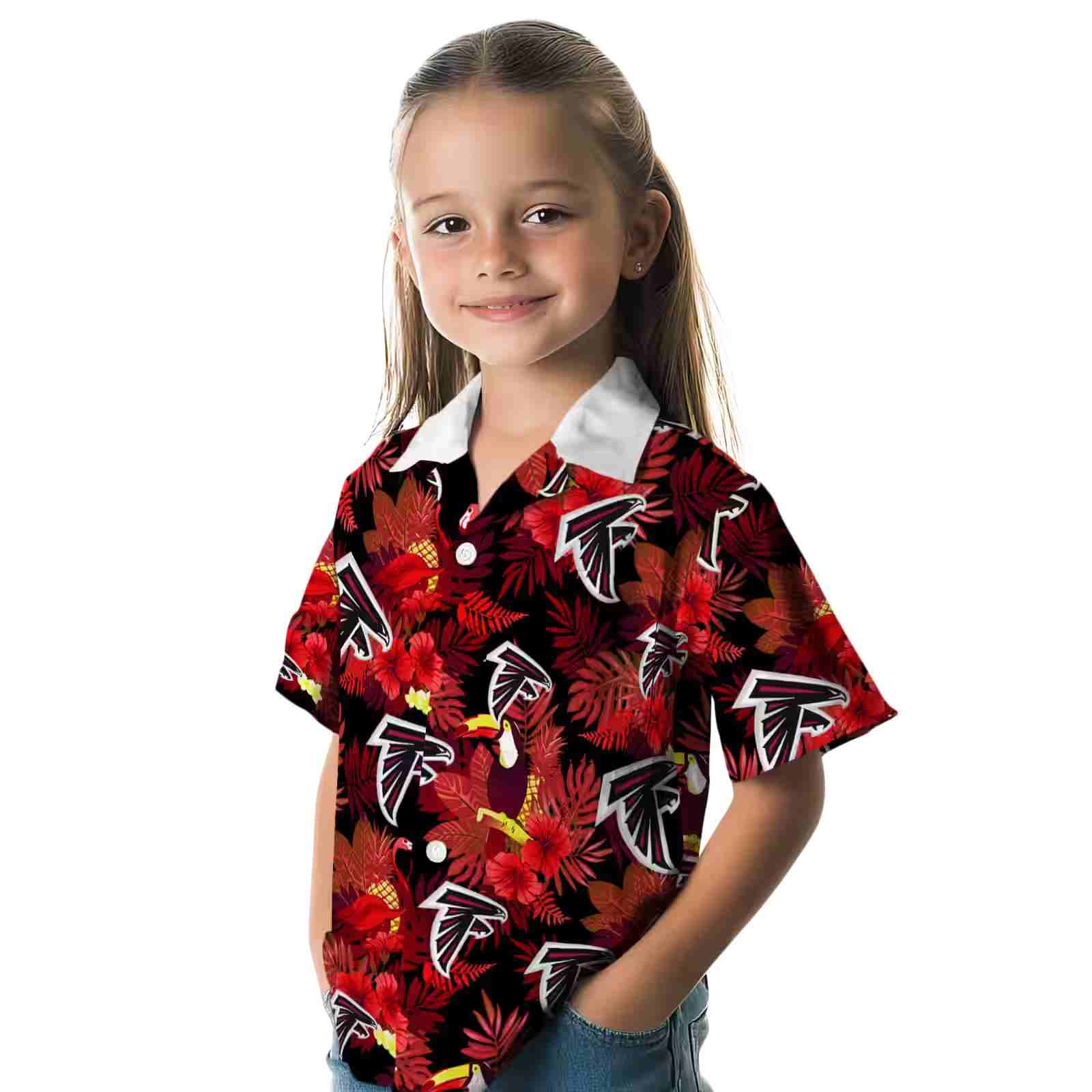 atlanta falcons floral toucan red hawaiian shirt premium grade