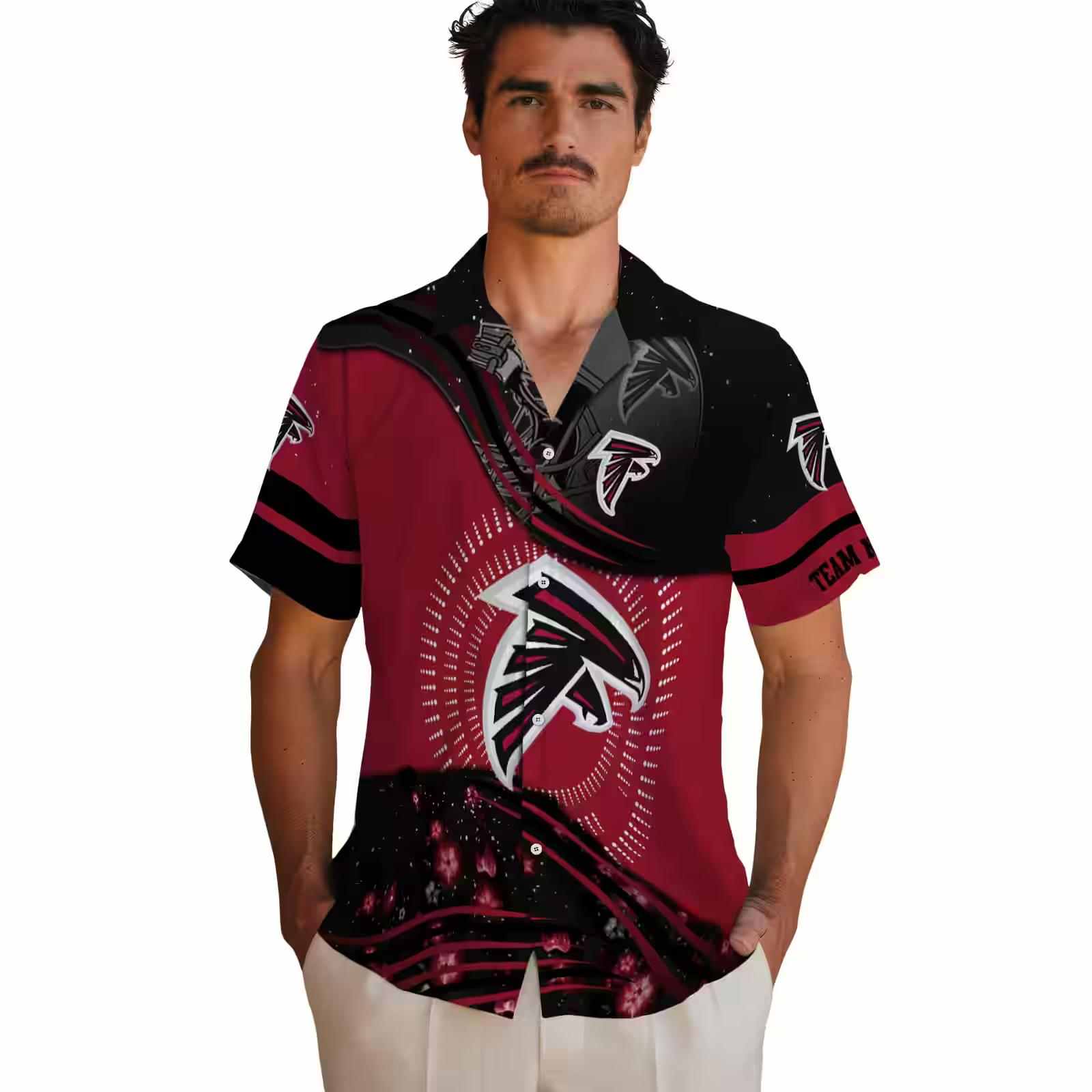 atlanta falcons football wave red black hawaiian shirt fashion forward