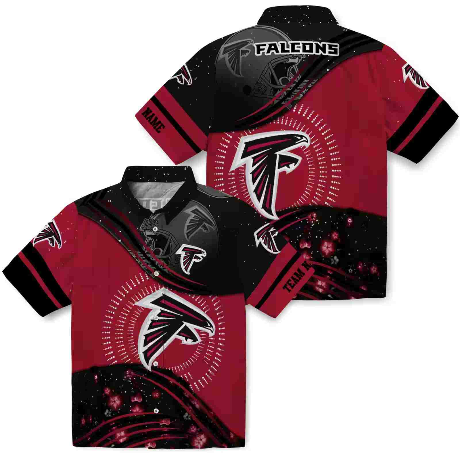 atlanta falcons football wave red black hawaiian shirt high quality