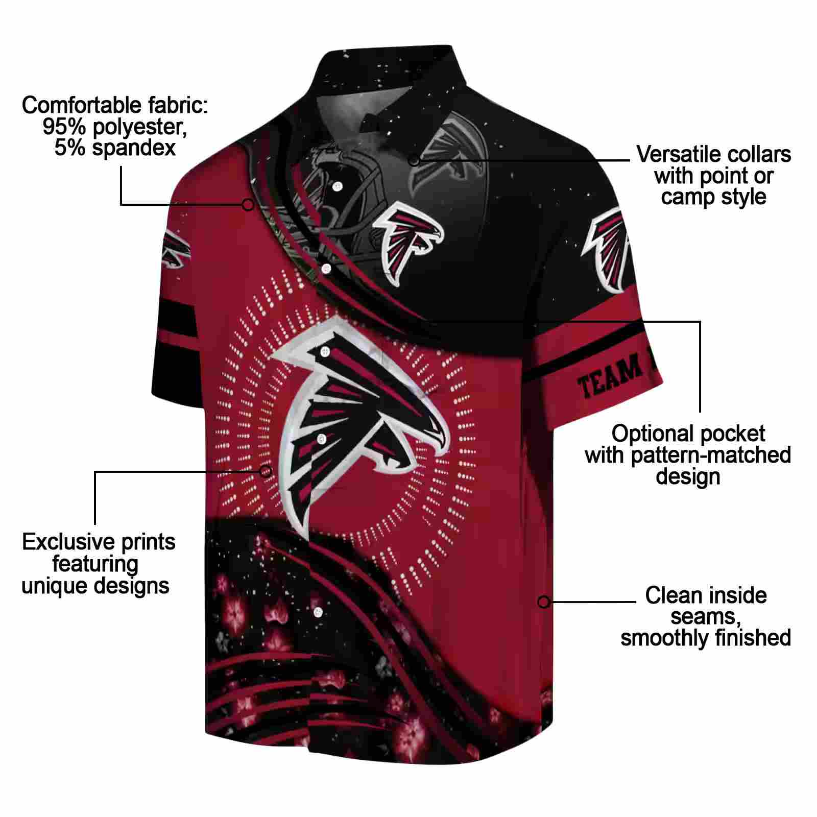 atlanta falcons football wave red black hawaiian shirt new arrival