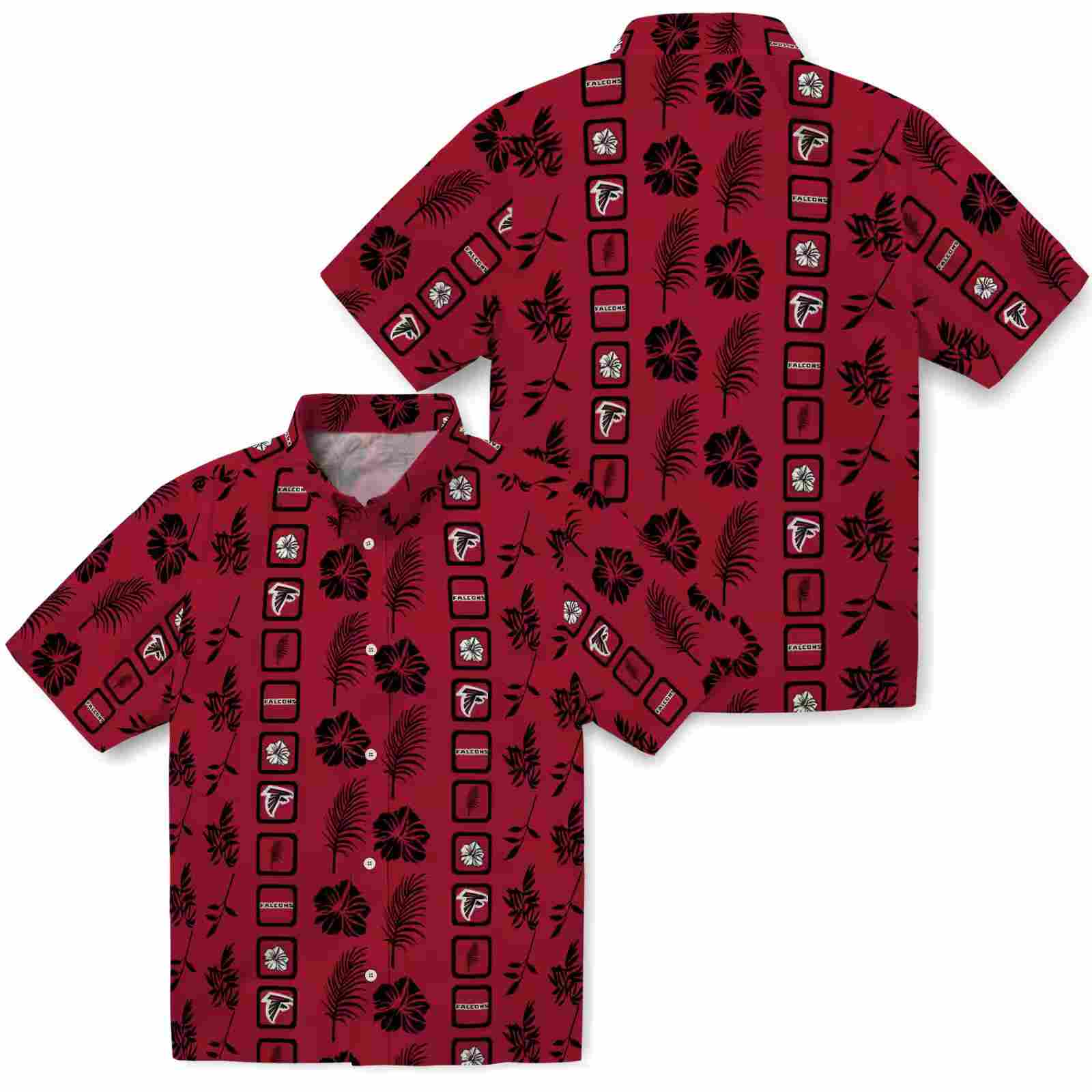 atlanta falcons framed floral red hawaiian shirt high quality