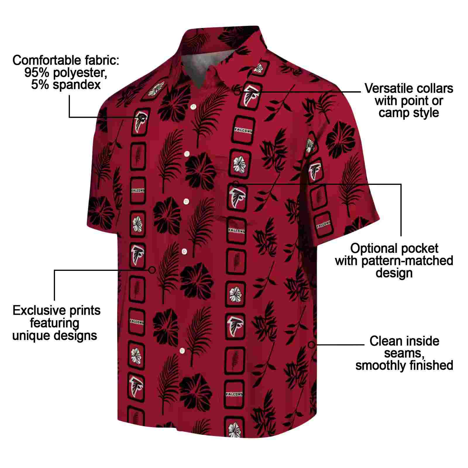 atlanta falcons framed floral red hawaiian shirt new arrival