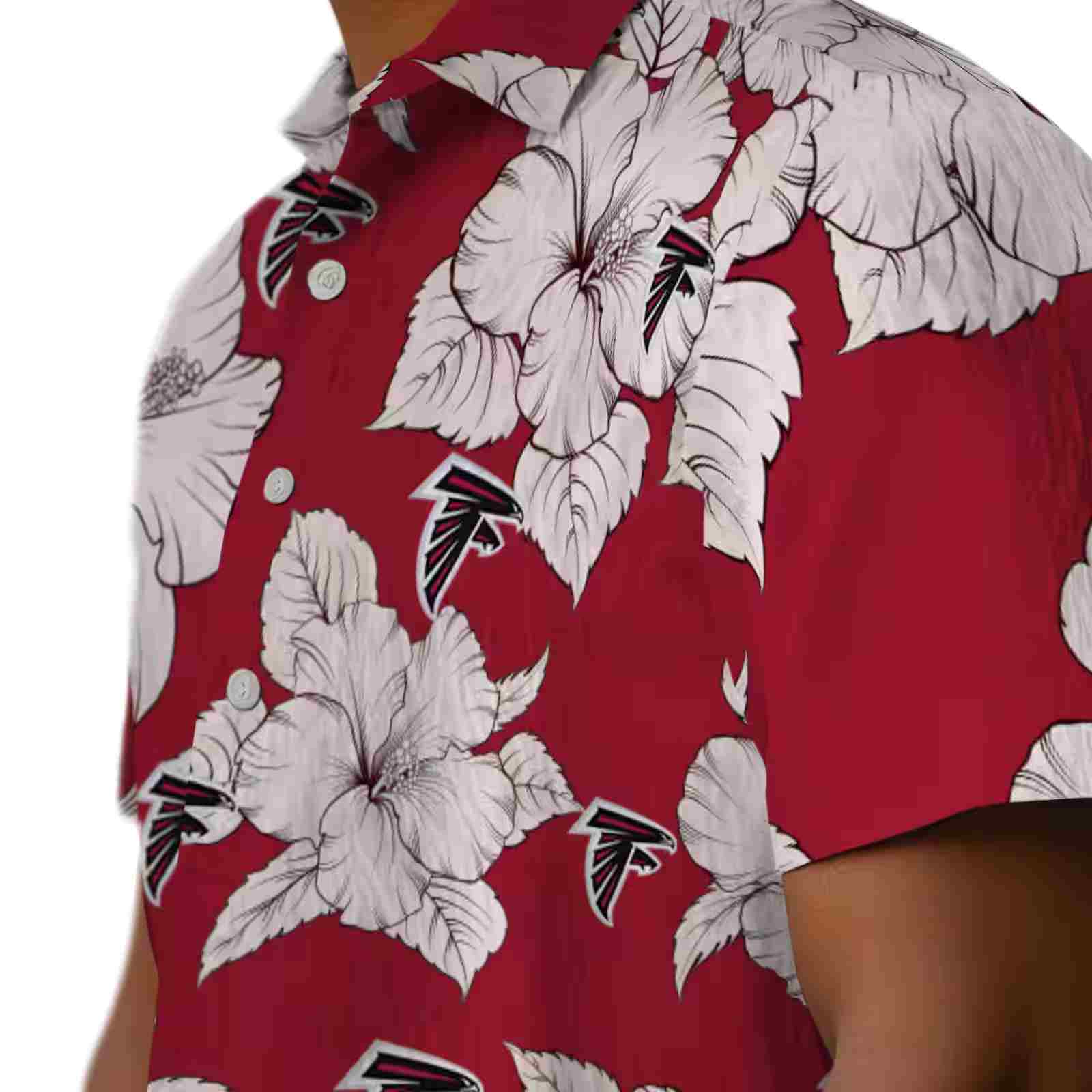 atlanta falcons hibiscus blooms red white hawaiian shirt trendy