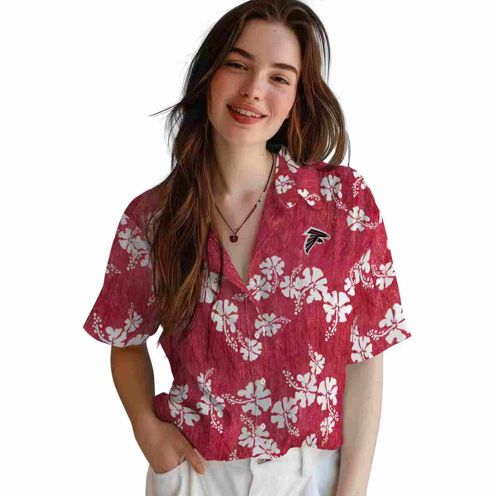 atlanta falcons hibiscus clusters red hawaiian shirt latest model