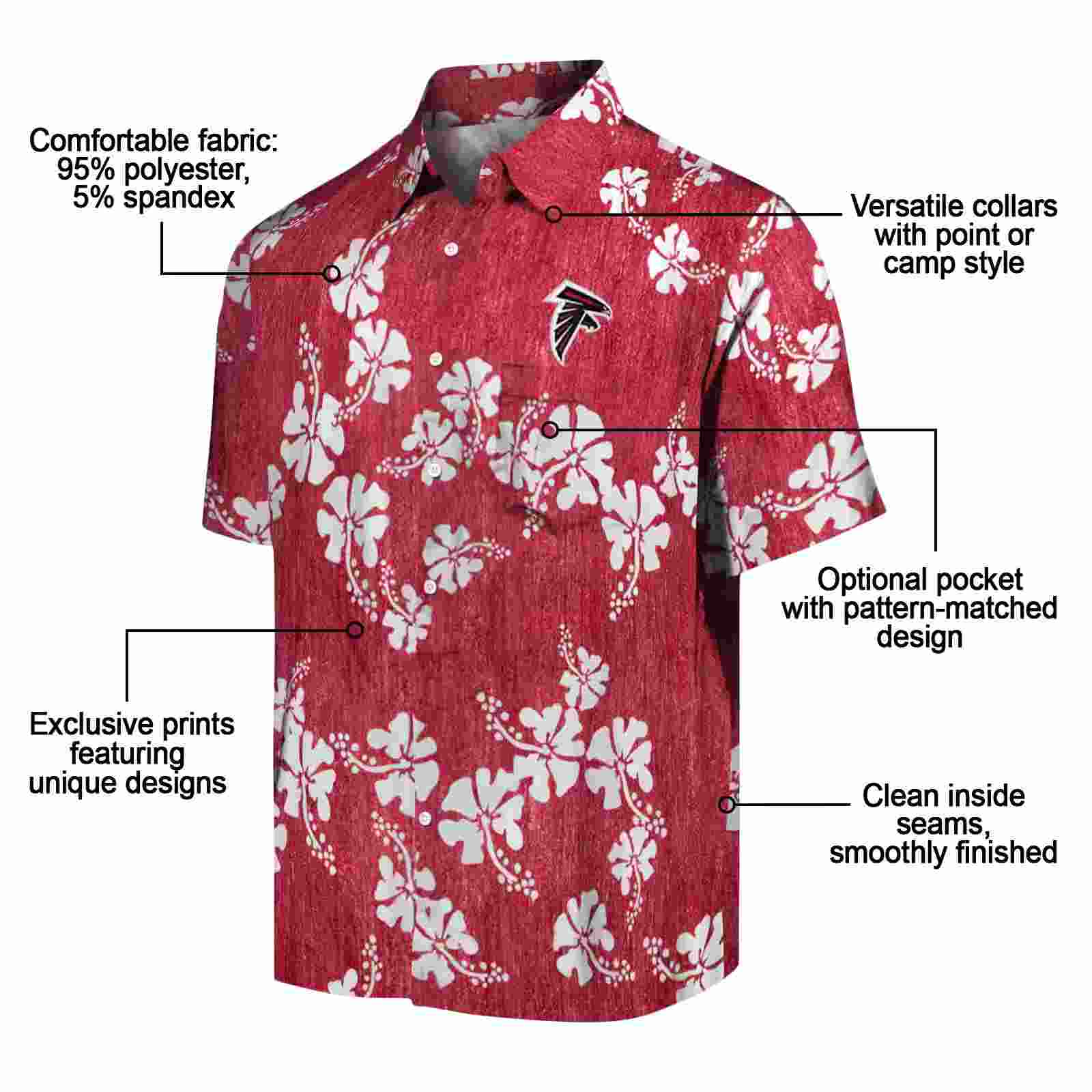 atlanta falcons hibiscus clusters red hawaiian shirt new arrival