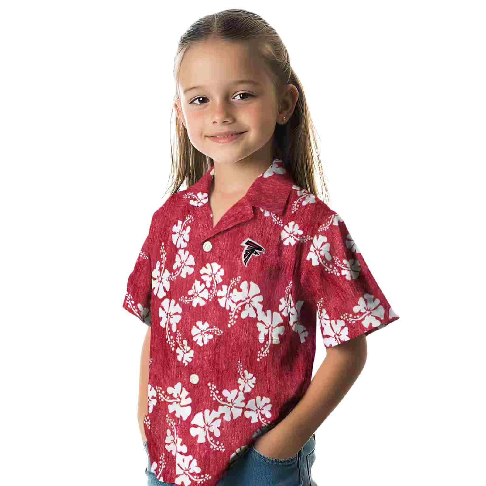 atlanta falcons hibiscus clusters red hawaiian shirt premium grade