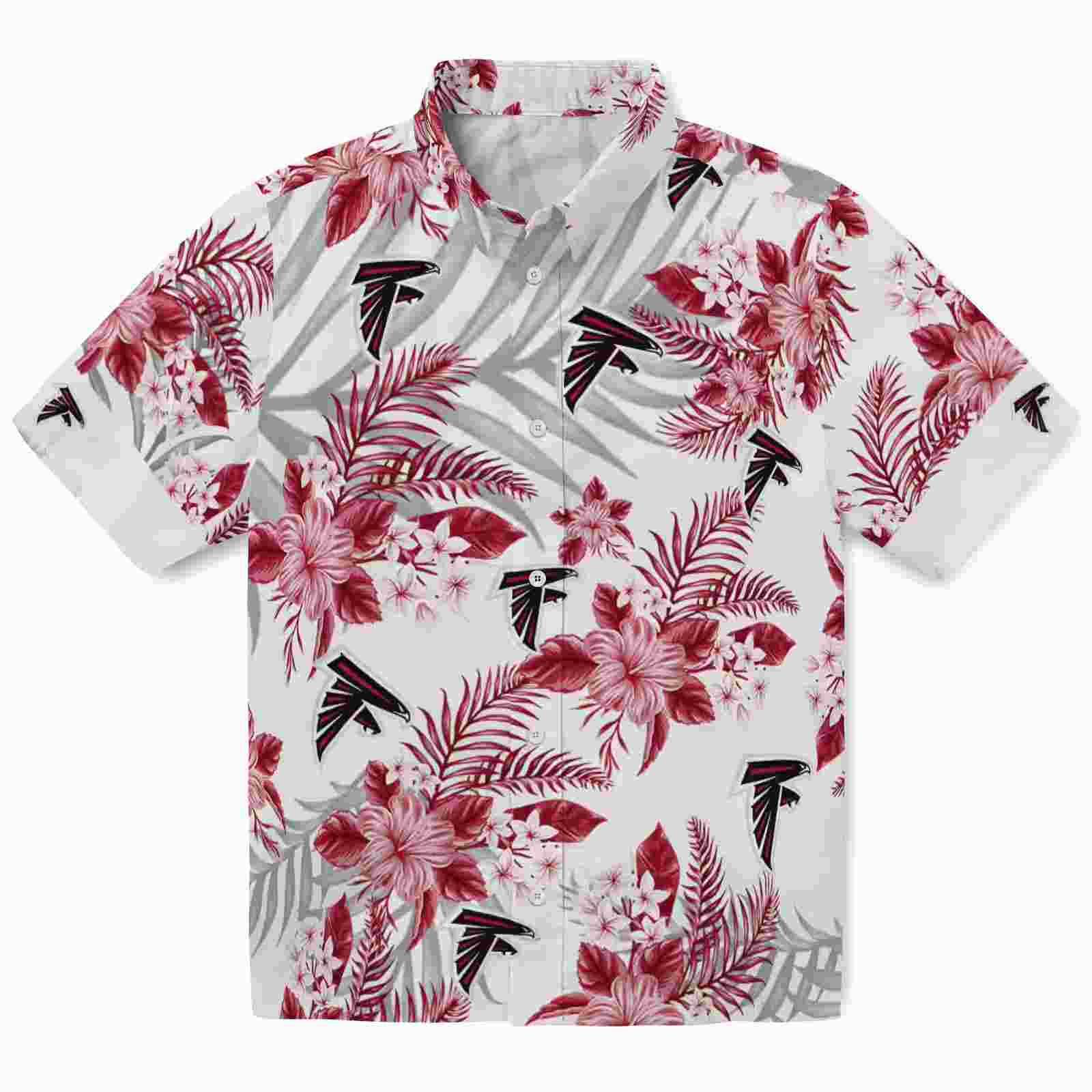 Atlanta Falcons Hibiscus Palm Leaves Red White Hawaiian Shirt