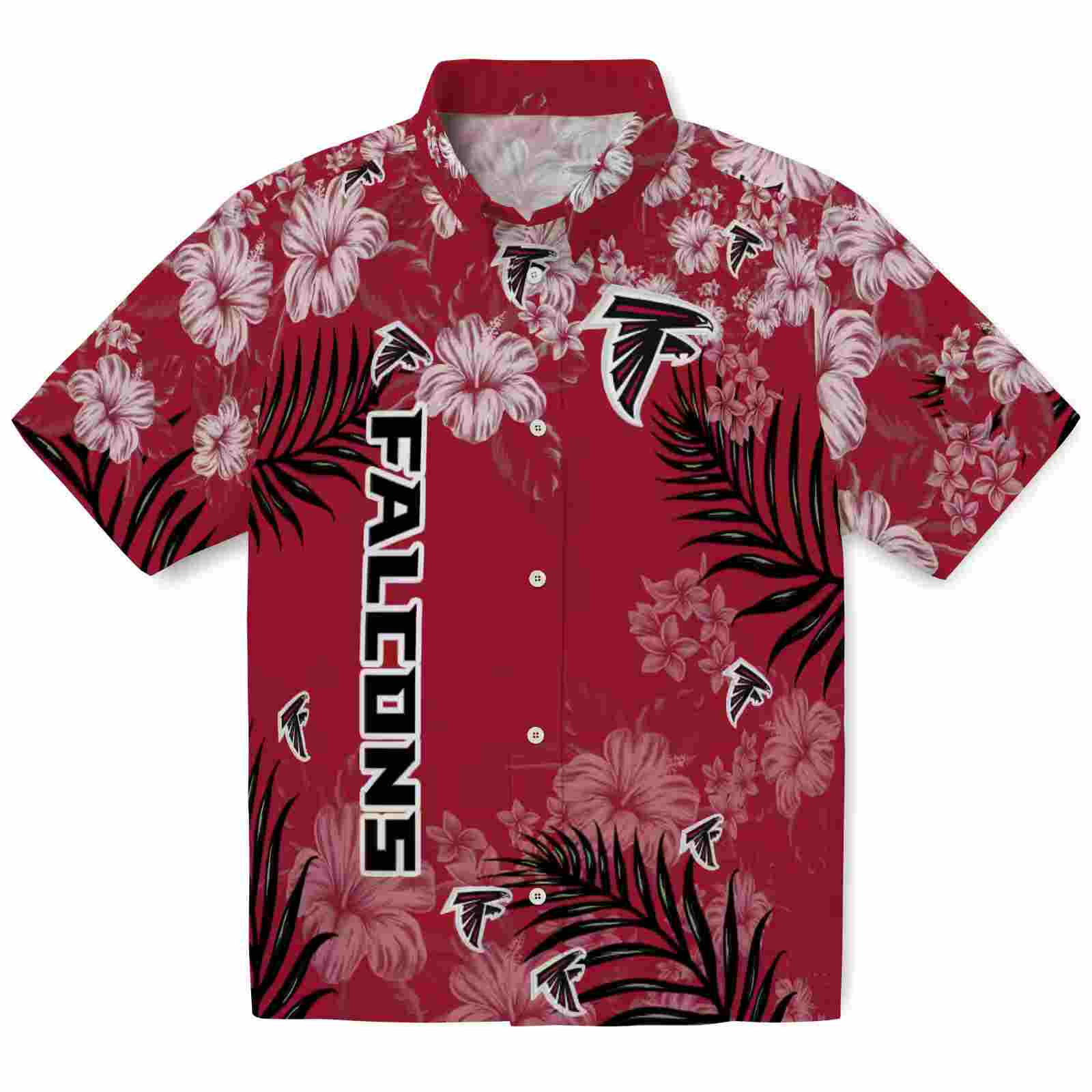 Atlanta Falcons Hibiscus Print Red Hawaiian Shirt